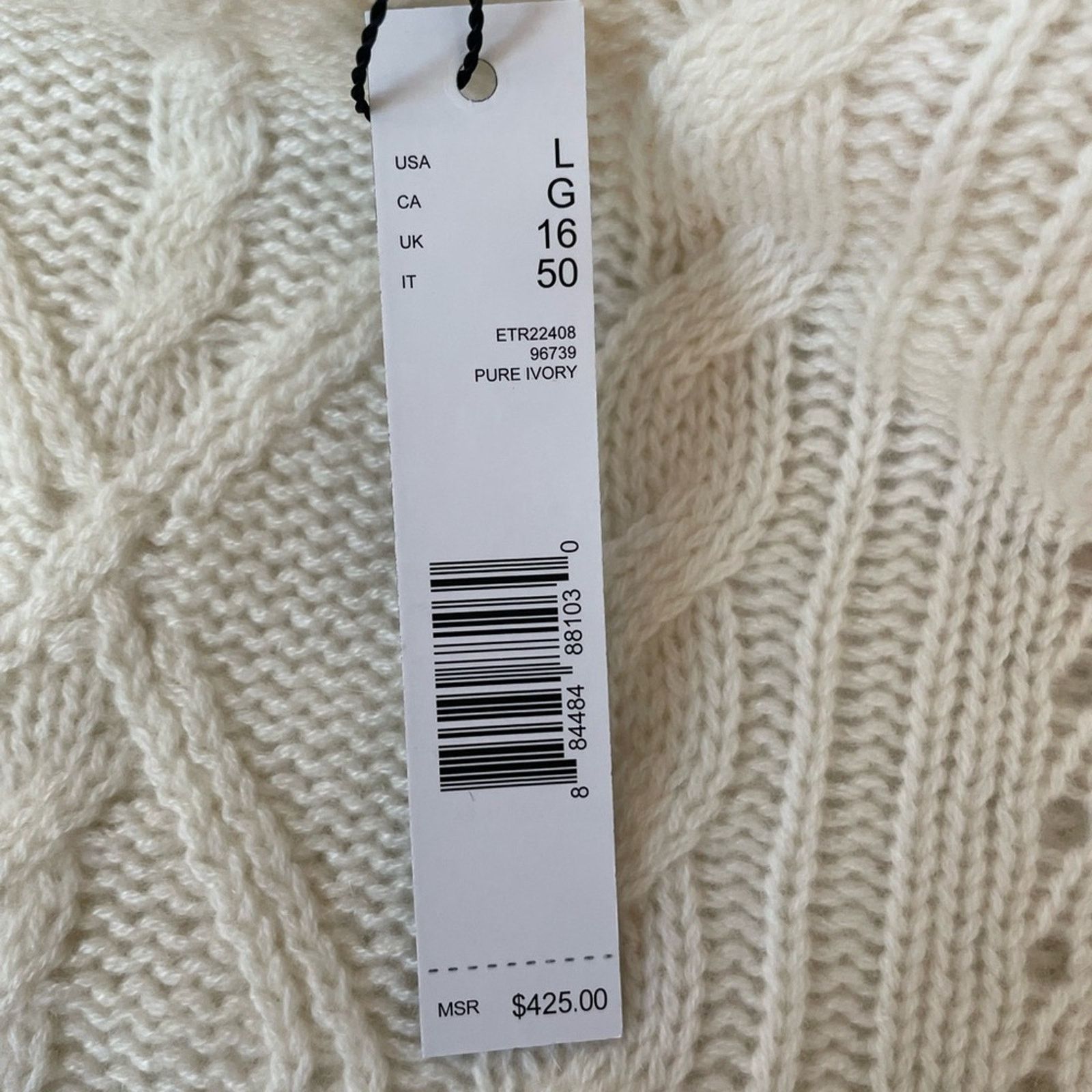 Elie Tahari Funnel Neck Cable Knitted Cashmere Sweater from ELIE TAHARI Size L / US 10 / IT 46 - 7 Thumbnail