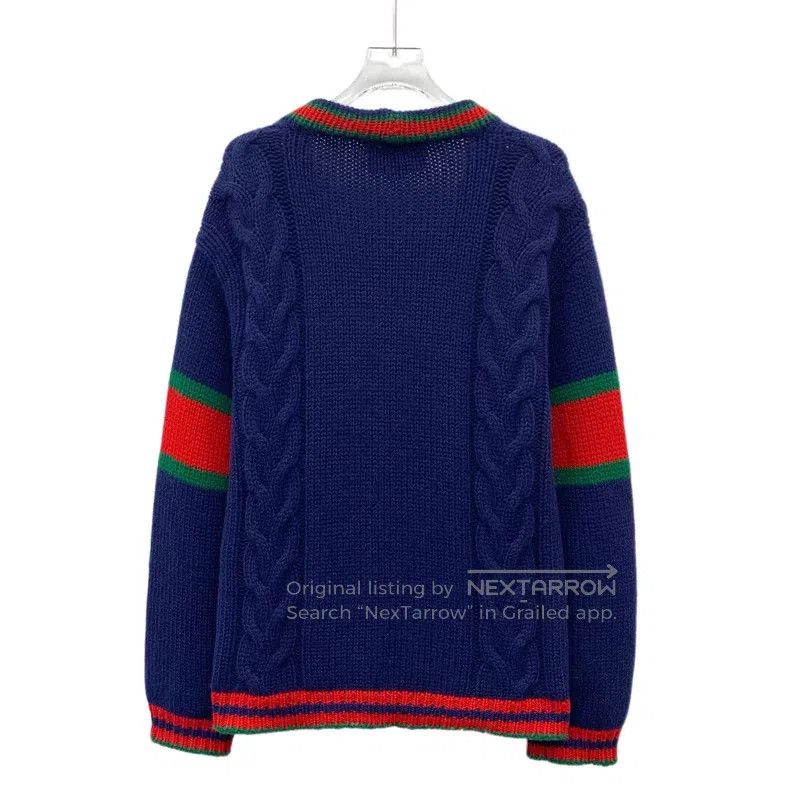 Gucci Gucci Dark blue twisted wool V-neck single-breasted long-s Size XS / US 0-2 / IT 36-38 - 2 Thumbnail