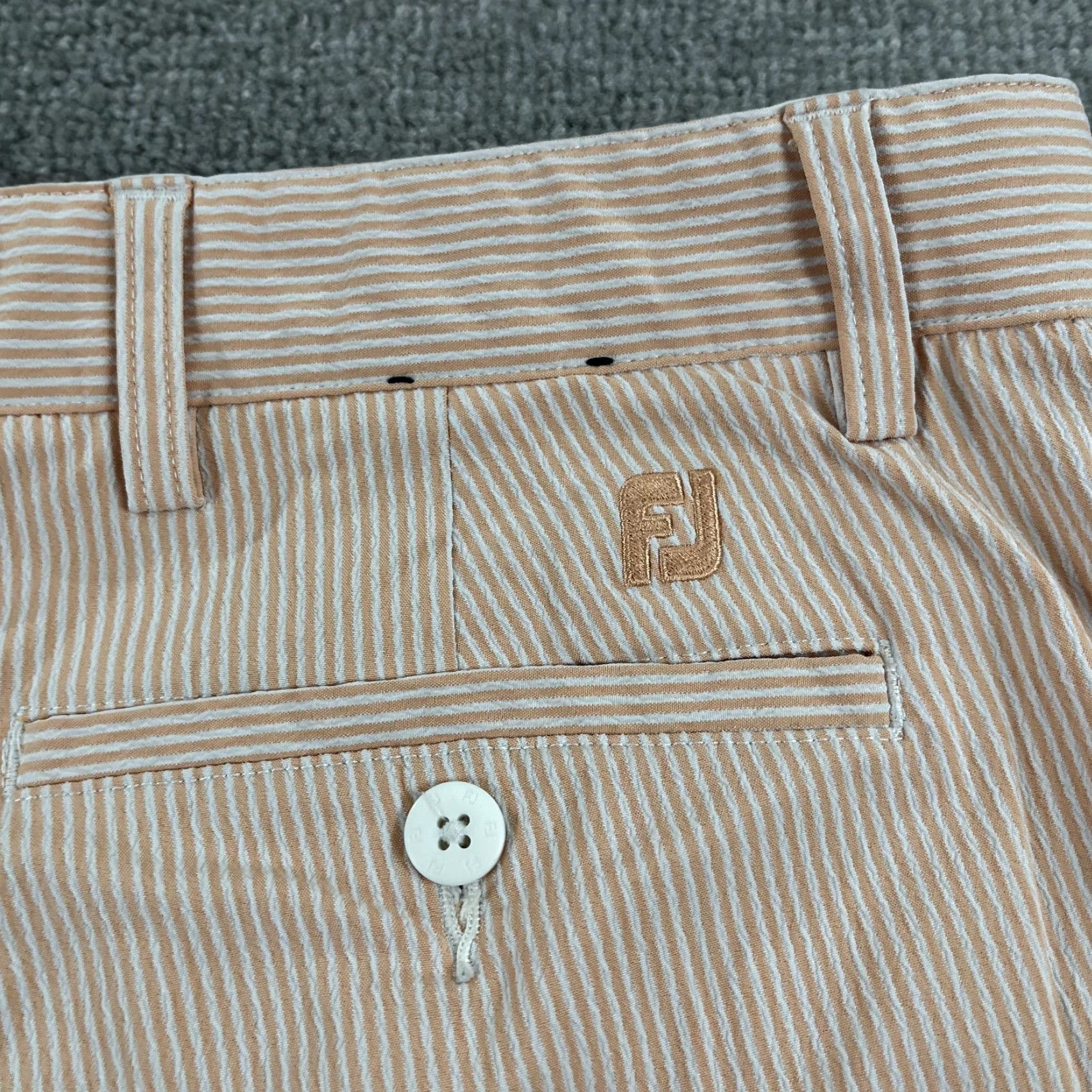 Footjoy FootJoy Shorts Mens Size 34 x 10" White Orange Striped Stretch Chino Khaki Golf Size US 34 / EU 50 - 4 Thumbnail