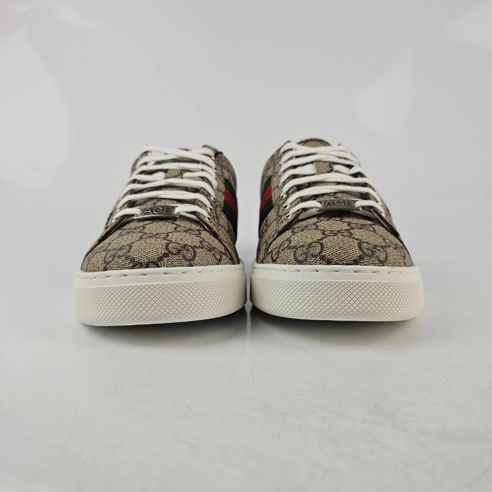 GUCCI Ace Men's GG Canvas Ebony/Beige/Green Sneakers New