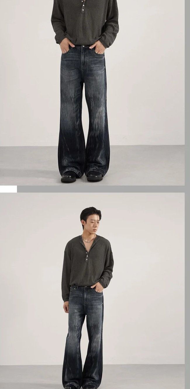Japanese Brand Wide Leg Baggy Vintage Style Washed Baggy Jeans Size US 30 / EU 46 - 3 Thumbnail