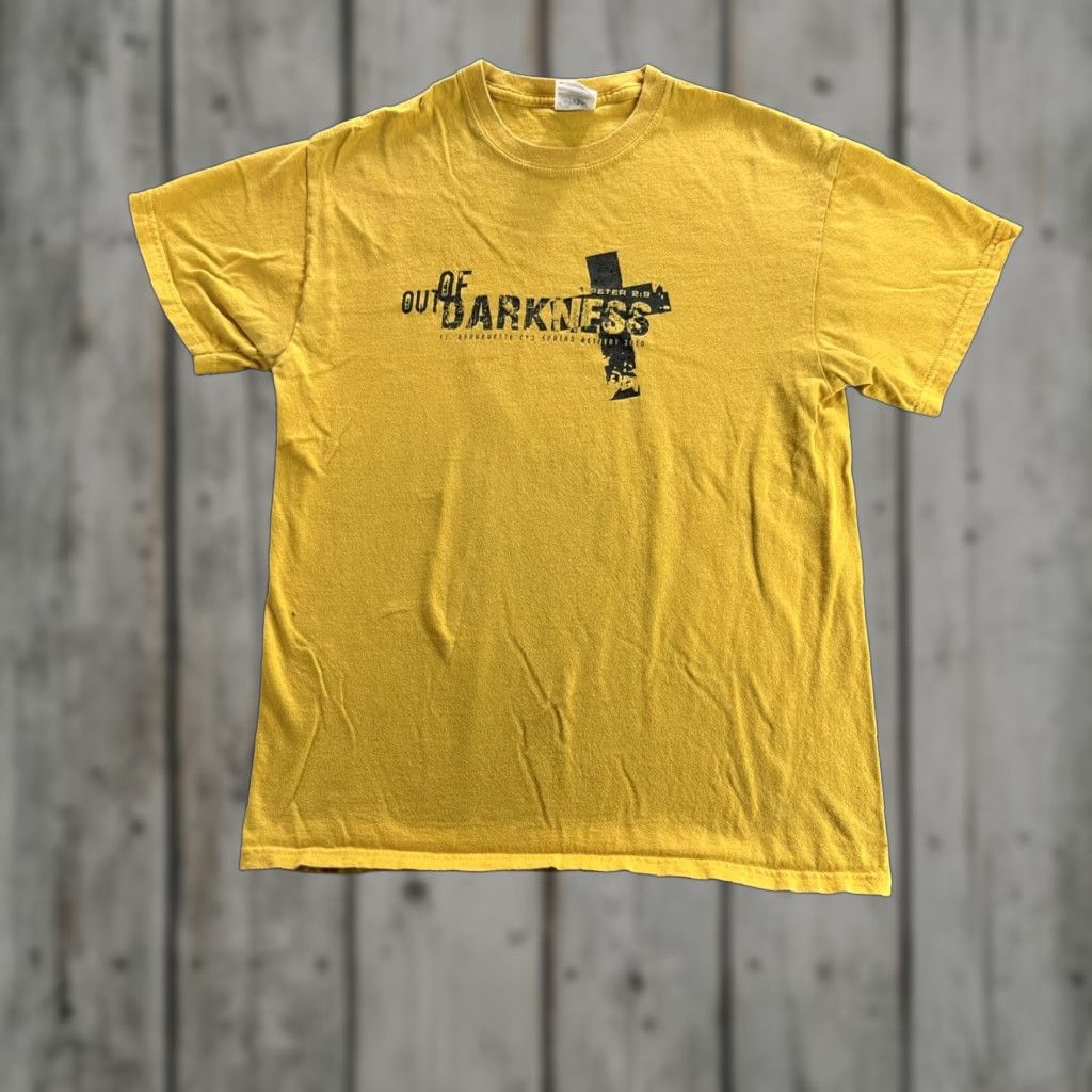 Gildan Out of Darkness Shirt Mens Medium Yellow Graphic Christian 2020 St Bernadette Size US M / EU 48-50 / 2 - 1 Thumbnail