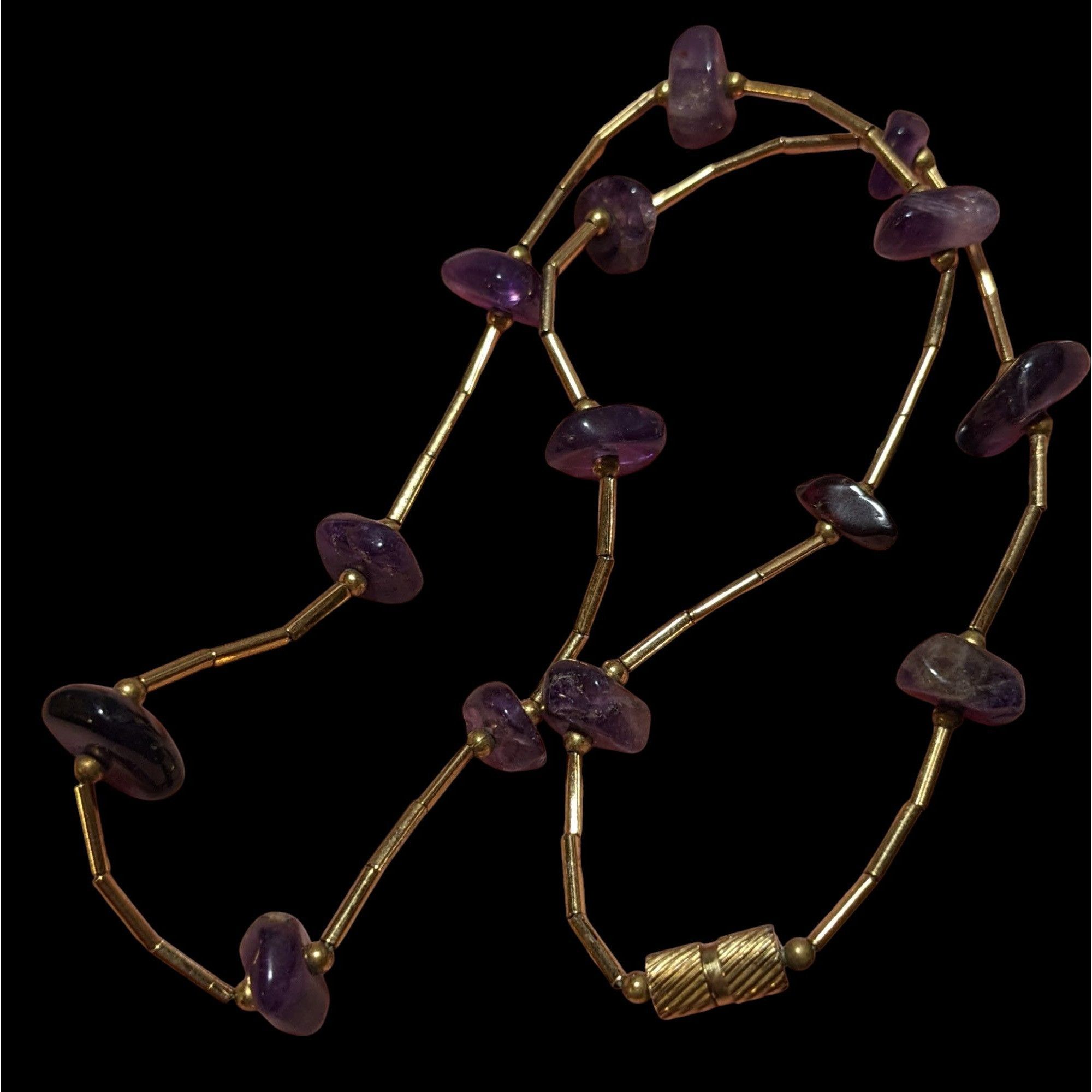Other Elegant Amethyst Chip Gold Tube Beaded Necklace Size ONE SIZE - 4 Thumbnail