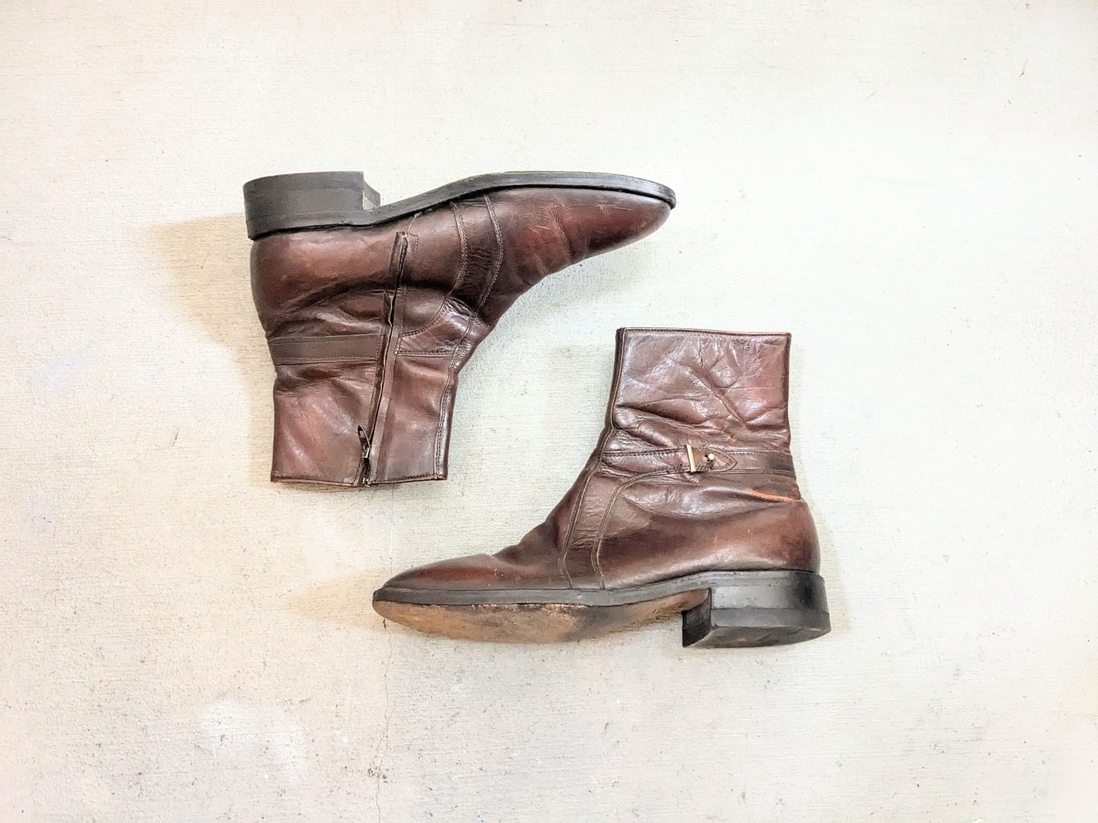 Vintage Sears Side Zip Boots Brown Leather 8.5 D