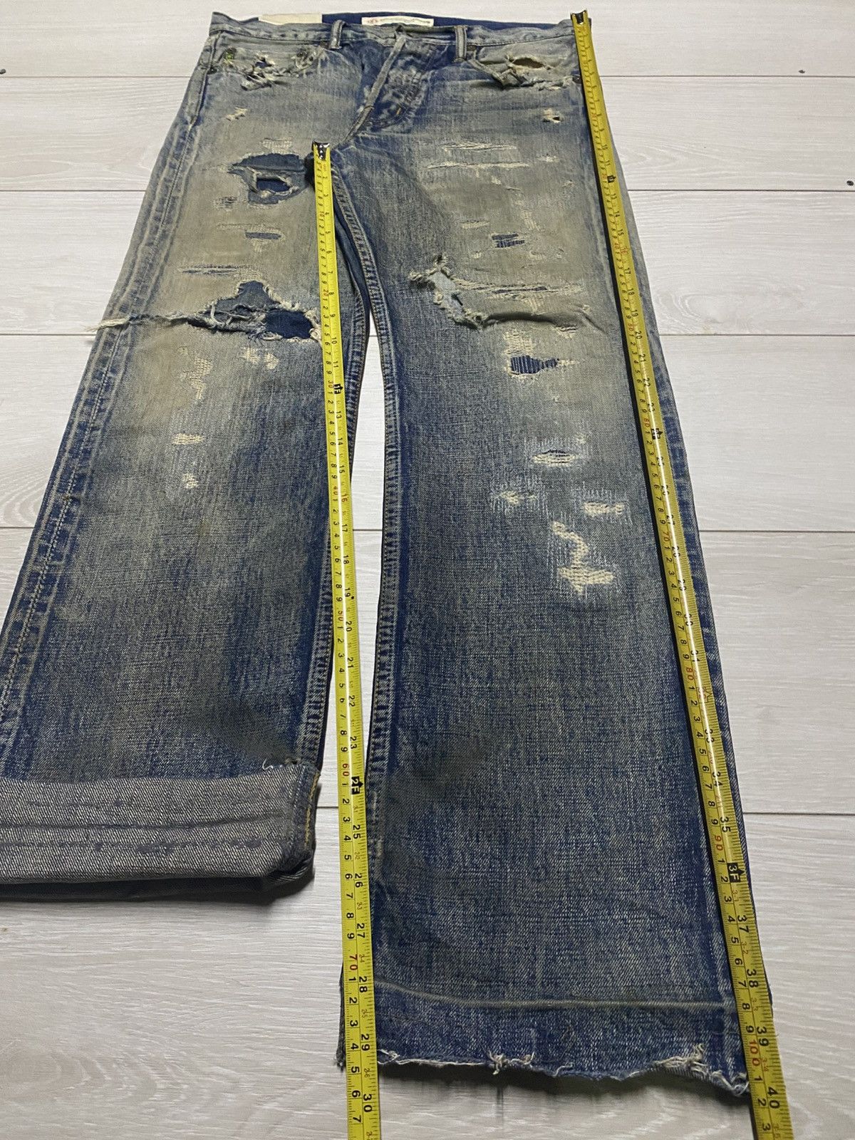 FDMTL Classic Straight Denim Crazy Mud Wash Jeans Size US 33 - 21 Thumbnail