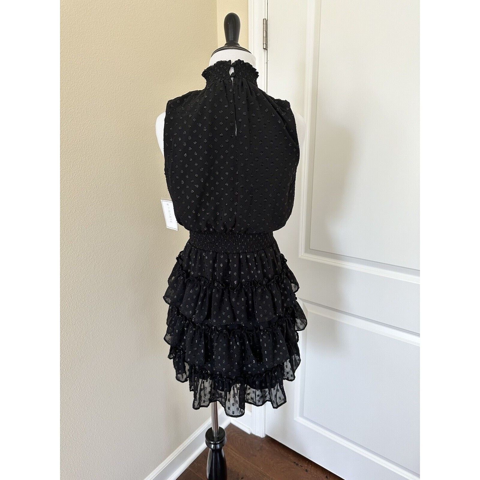 Other Black Smocked Neck Ruffle Tiered Mini Dress 1. State NWT Size S / US 4 / IT 40 - 9 Thumbnail
