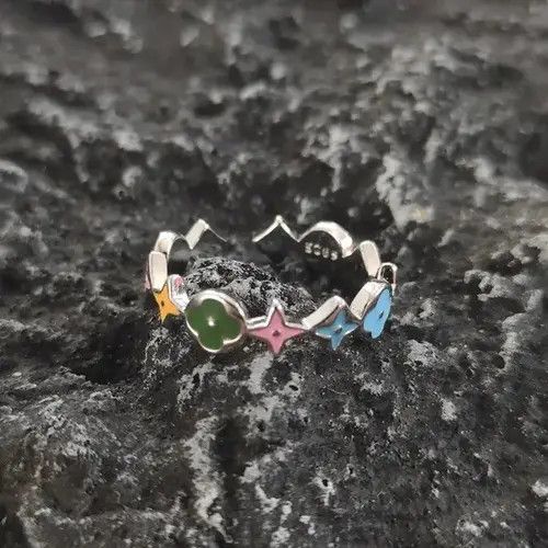 Jewelry × Vintage Star Four-Leaf Clover Simple Adjustable Ring Size ONE SIZE - 2 Thumbnail
