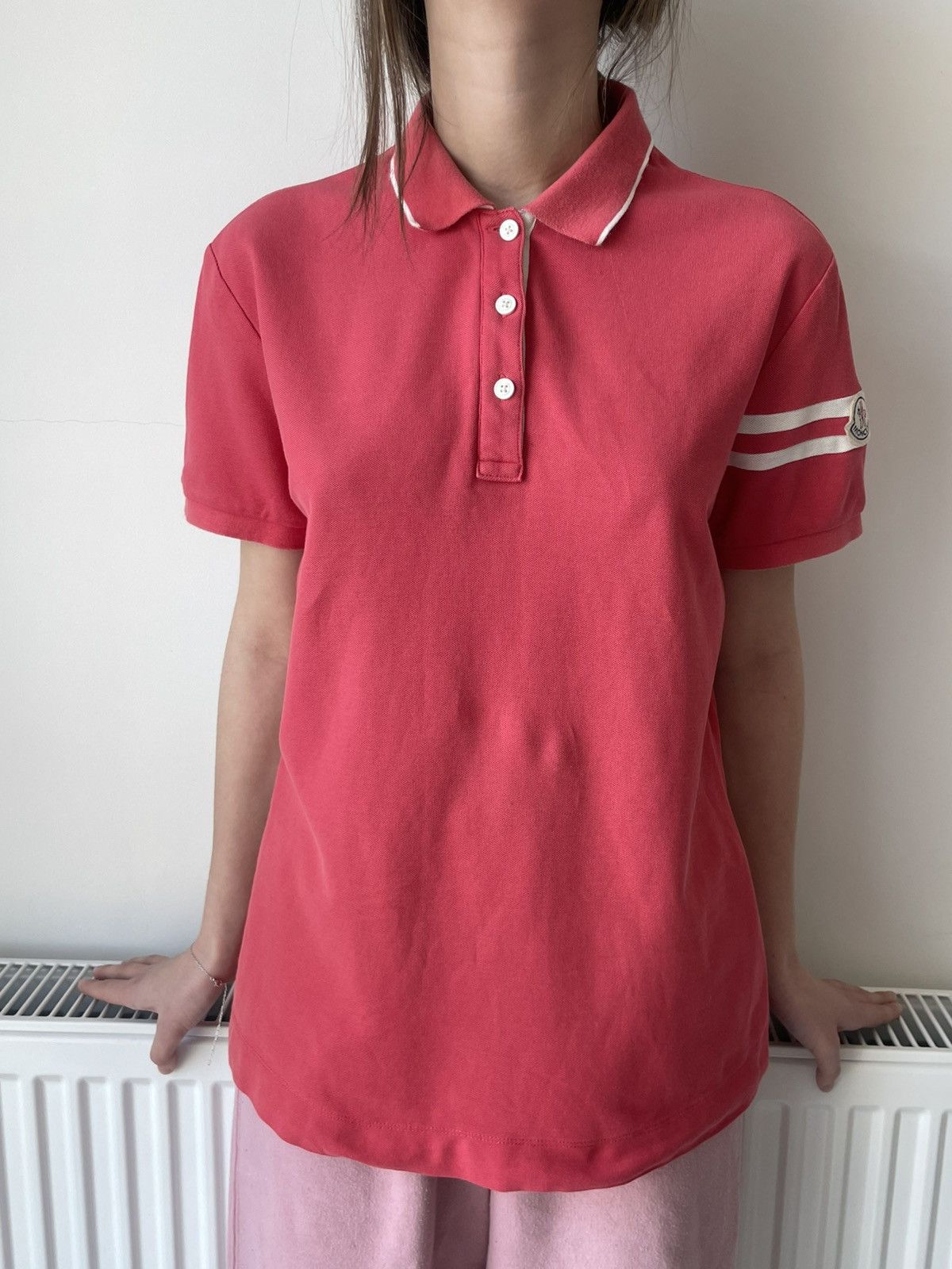 Moncler Moncler Polos T-Shirt Coral Womens Size L / US 10 / IT 46 - 3 Thumbnail