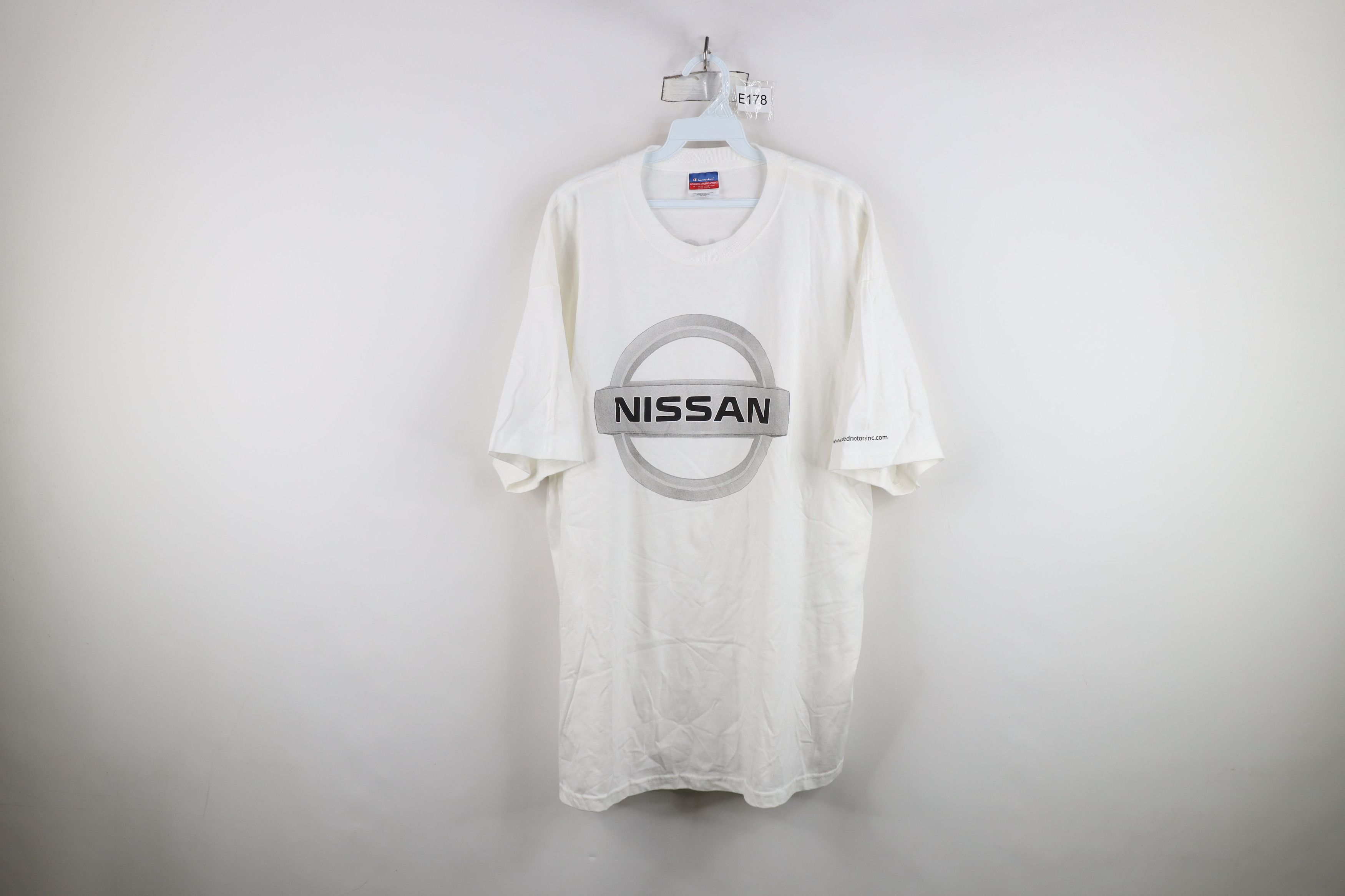 Champion Vintage 90s Champion Spell Out Nissan Motors T-Shirt White Size US XL / EU 56 / 4 - 1 Thumbnail