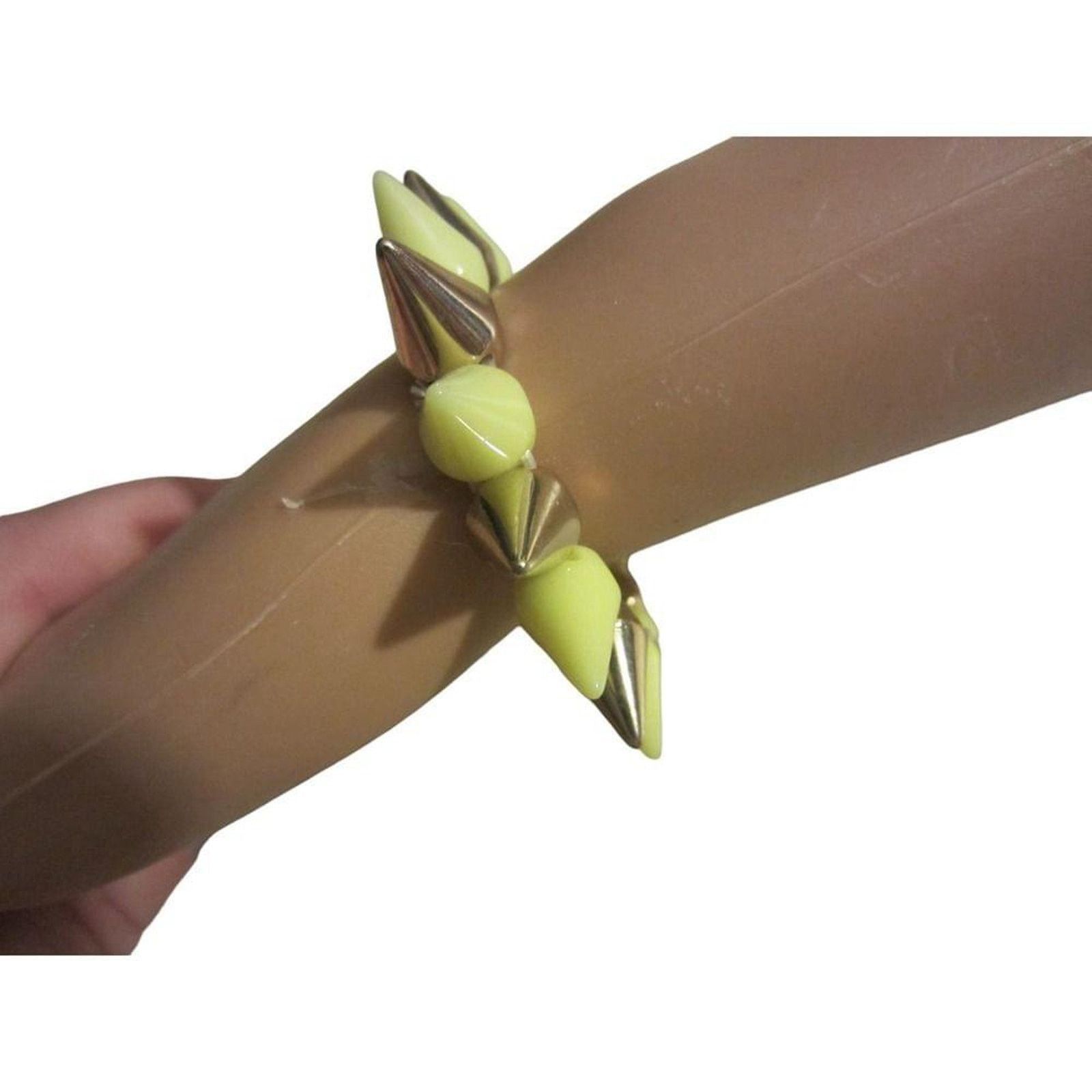 Other Spiked Stretch Bracelet Neon Yellow Gold Punk Y2K Accessory Size ONE SIZE - 4 Thumbnail