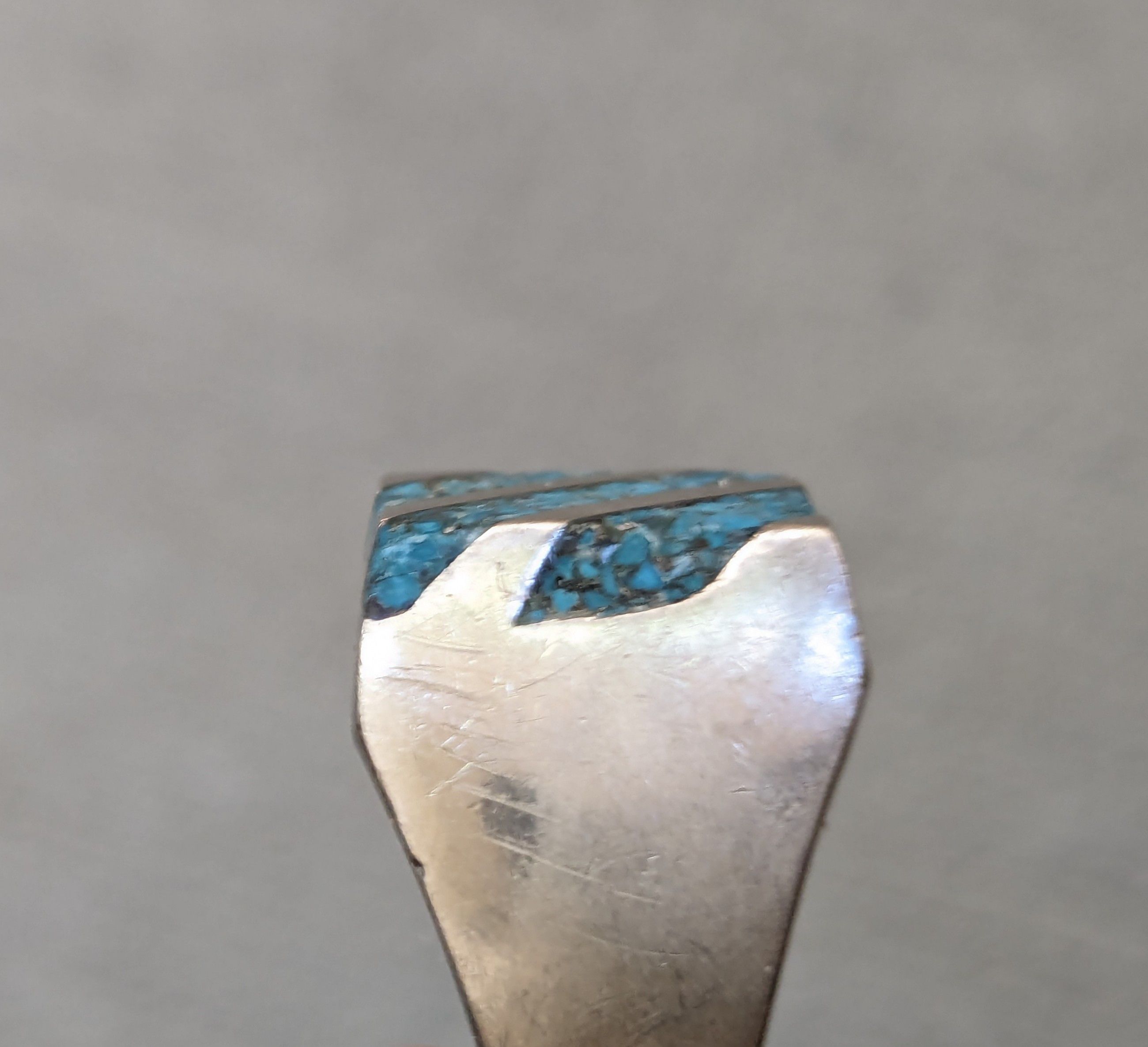 Jewelry Vintage Sterling Silver Ring 11.5 Turquoise Square Modern Size ONE SIZE - 12 Thumbnail