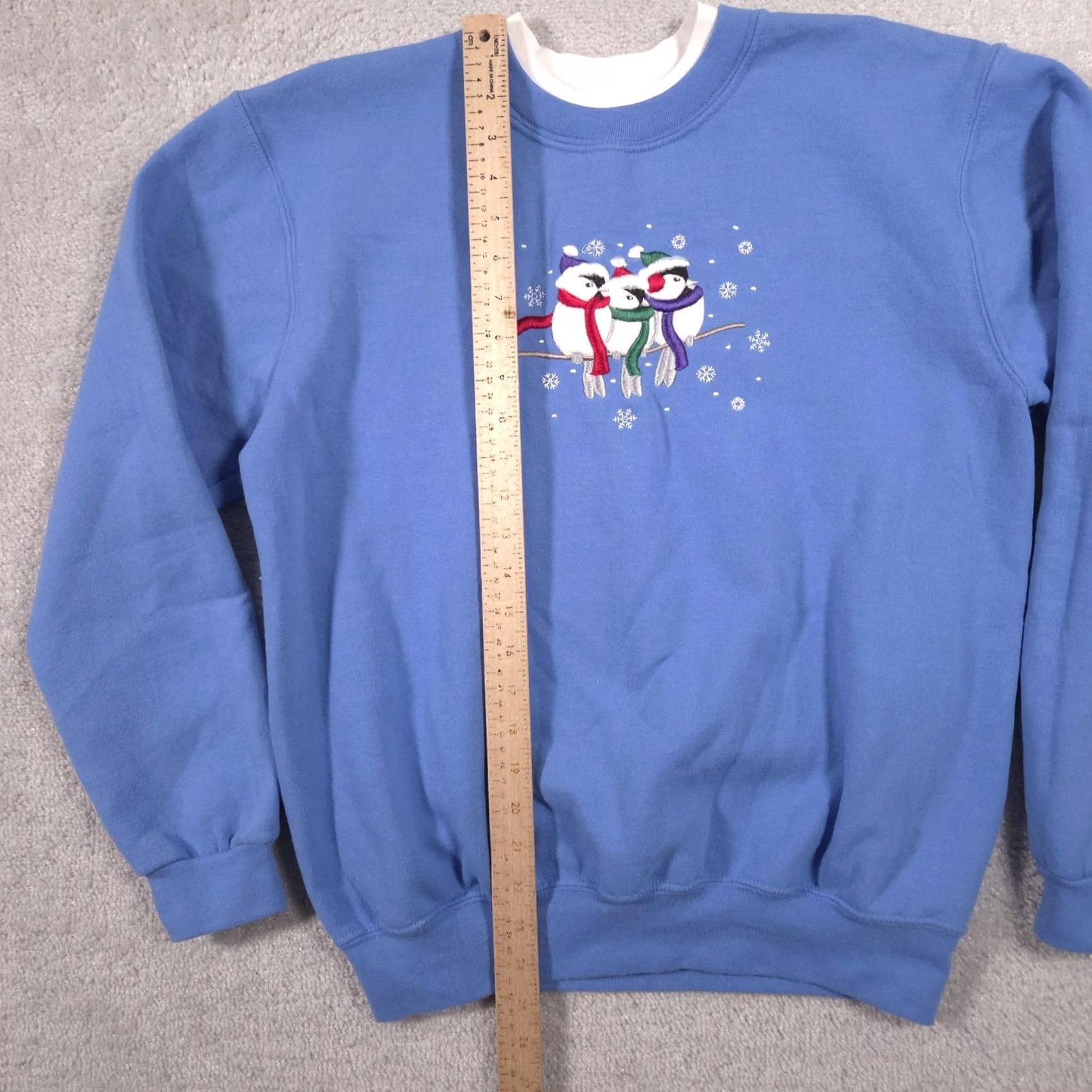 Vintage VINTAGE Top Stitch by Morning Sun Sweatshirt Womens M Blue Birds Winter Embroidered Size M / US 6-8 / IT 42-44 - 6 Thumbnail