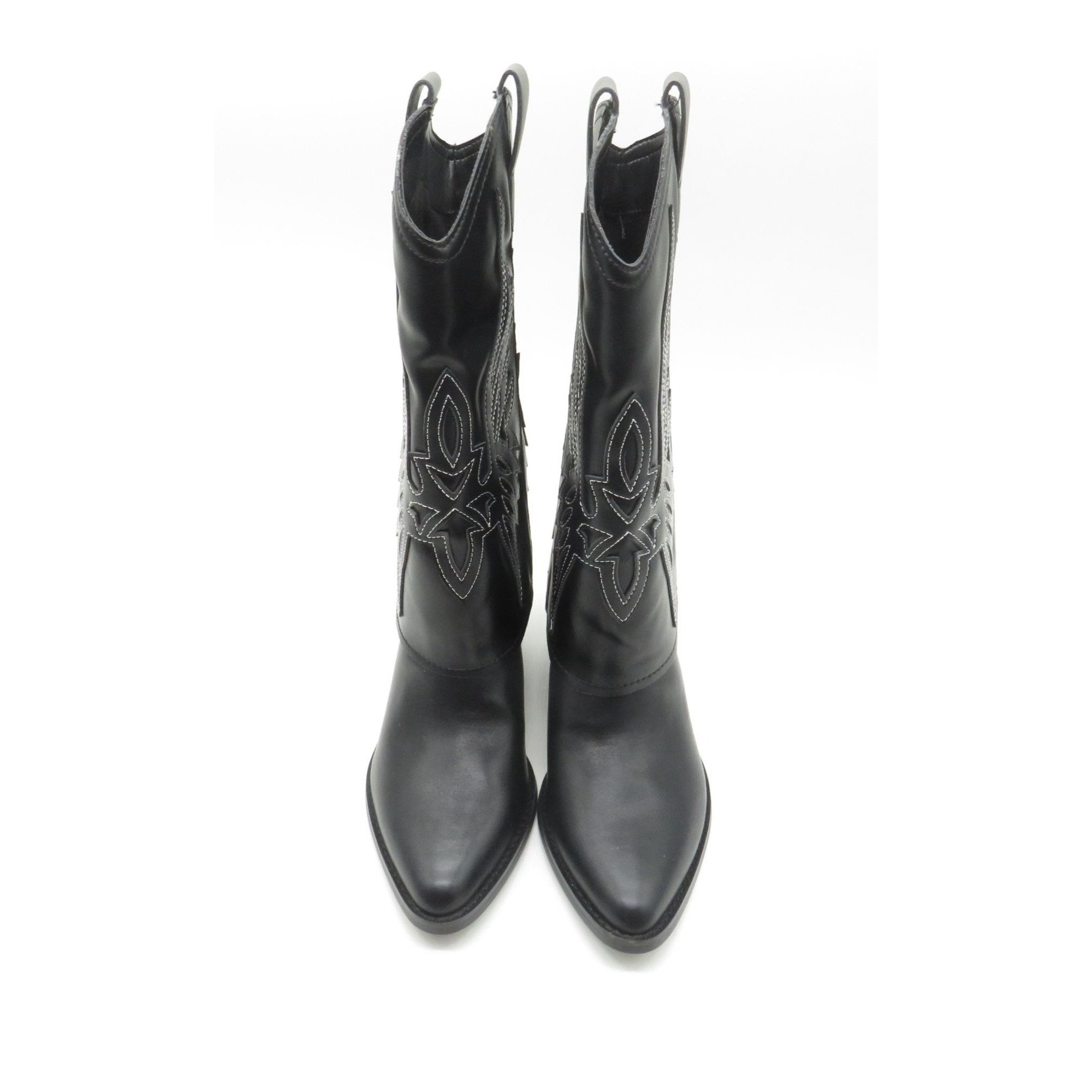 Nine West Nine West Women's Black Cowboy Boot Embroidered Wings Floral Size US 6.5 / IT 36.5 - 2 Thumbnail