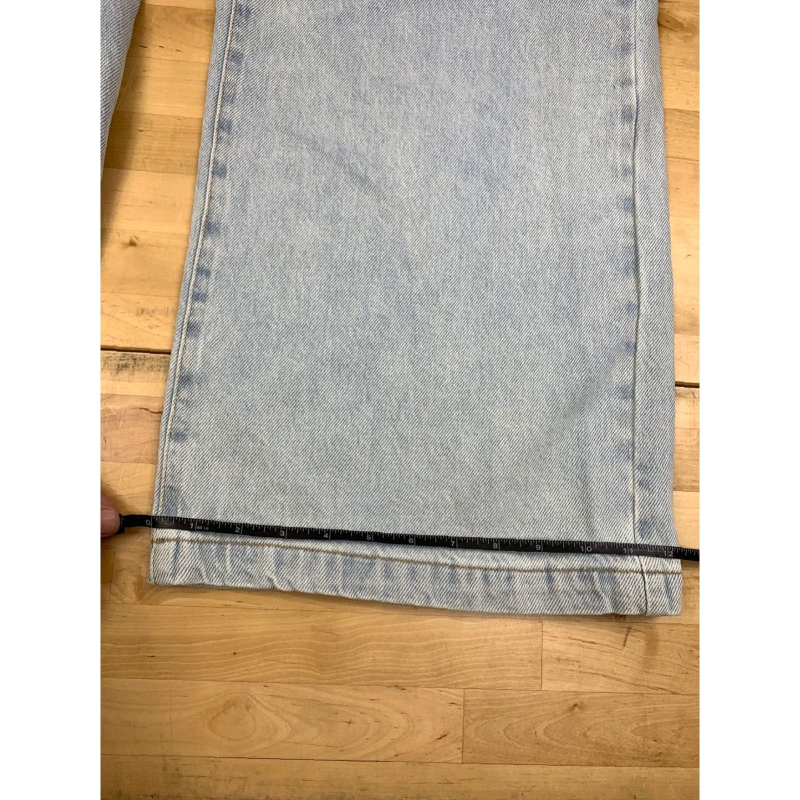 Vintage We Wore What High Rise Pleated Wide Leg Jeans Womens 25 Blue Light Wash Denim 32 Inseam Folded Pocket Bohemian Festival 90s, College, Boho Womens Size 42" / US 20 - 7 Thumbnail