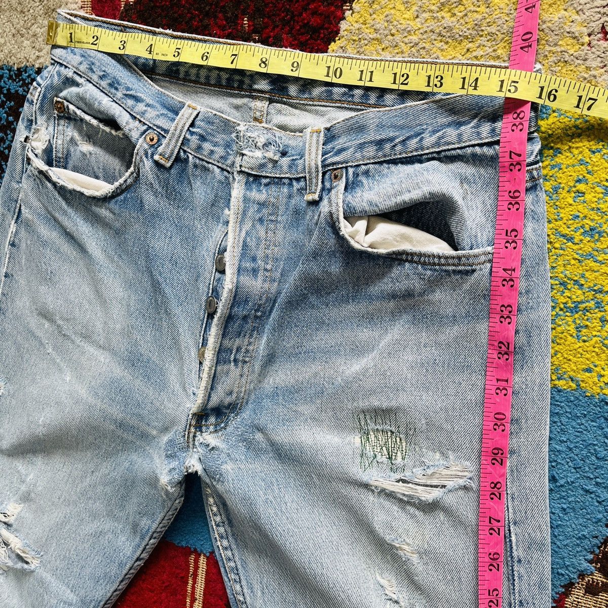 Levi's Vintage Clothing Distressed Levis 501 Vintage Denim Jeans Size US 30 / EU 46 - 16 Thumbnail