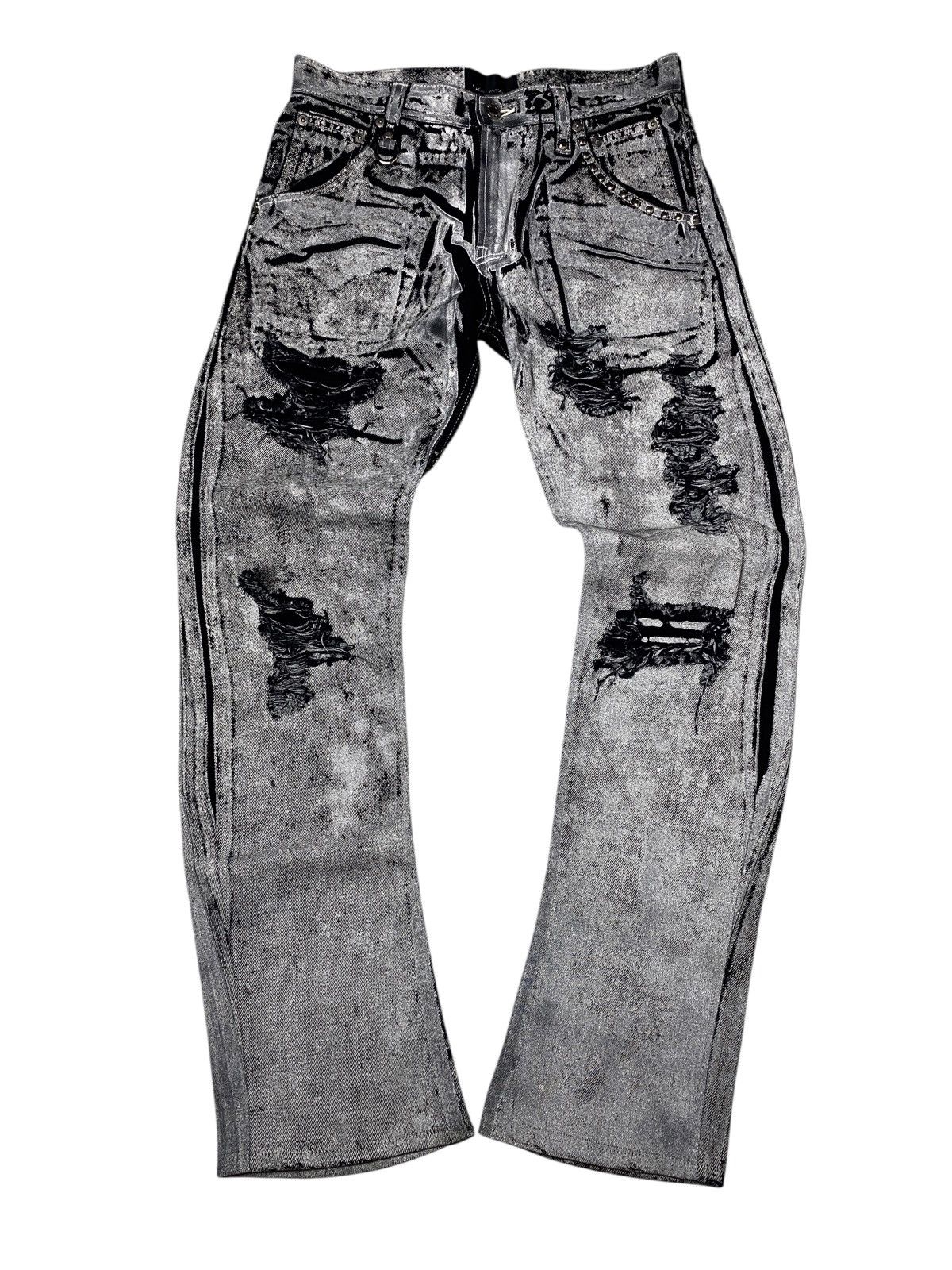 If Six Was Nine 2000's Varentine Seawash Studded Buckle Waxed Jeans Size US 28 / EU 44 - 1 Thumbnail