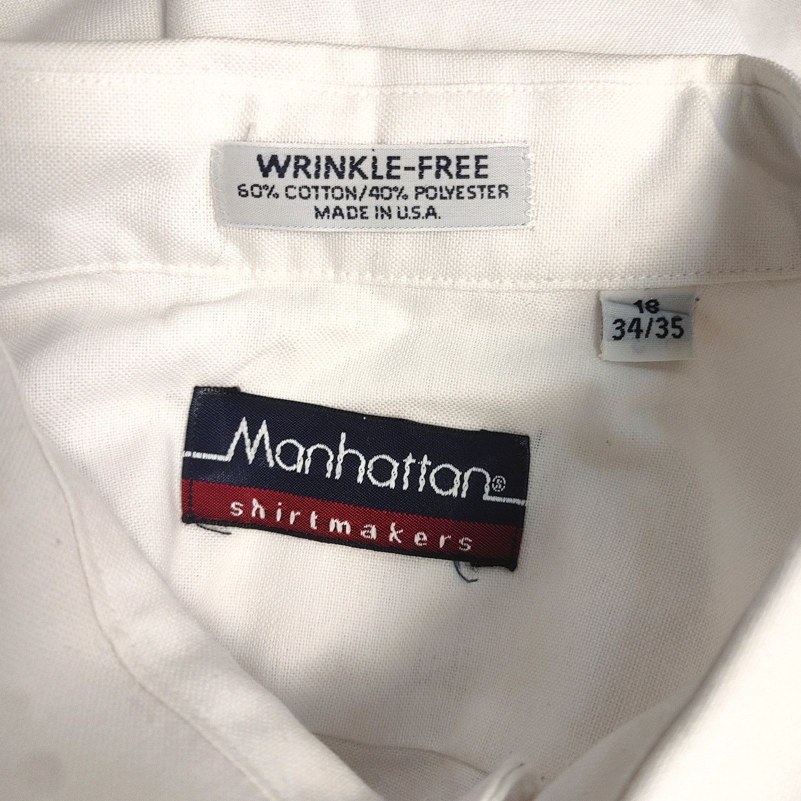 Other Manhattan Shirtmakers Me's 18 White Longsleeve Wrinkle Free Size US XL / EU 56 / 4 - 3 Thumbnail