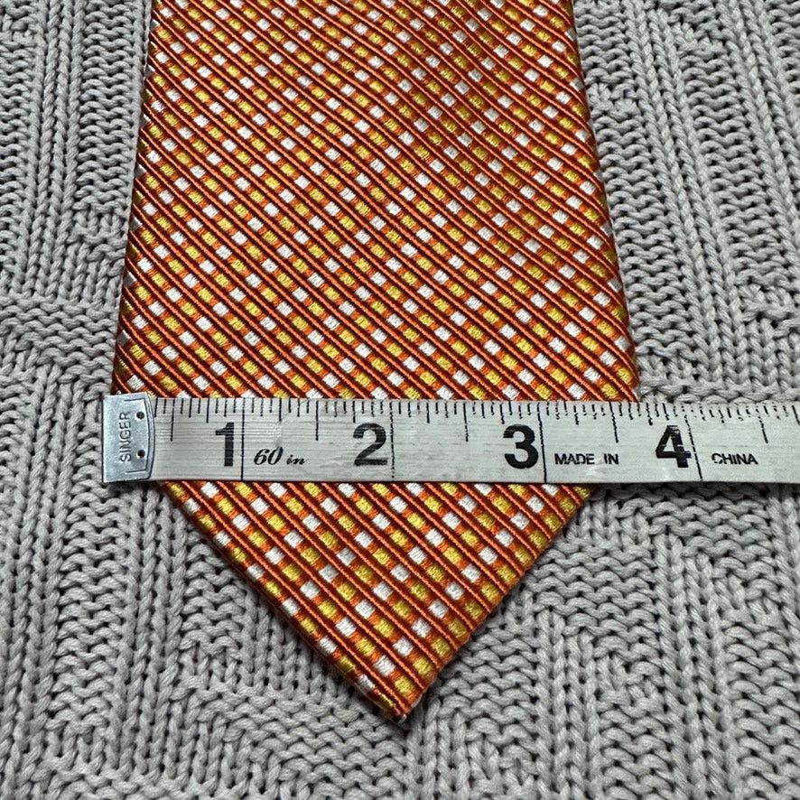 Paul Fredrick Paul Fredrick metallic orange micro plaid silk tie Size ONE SIZE - 5 Thumbnail