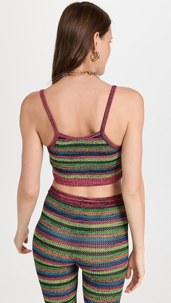 Other o1mle1224 Elastic Lace Hole Crop Top in Multicolor Size M / US 6-8 / IT 42-44 - 2 Thumbnail