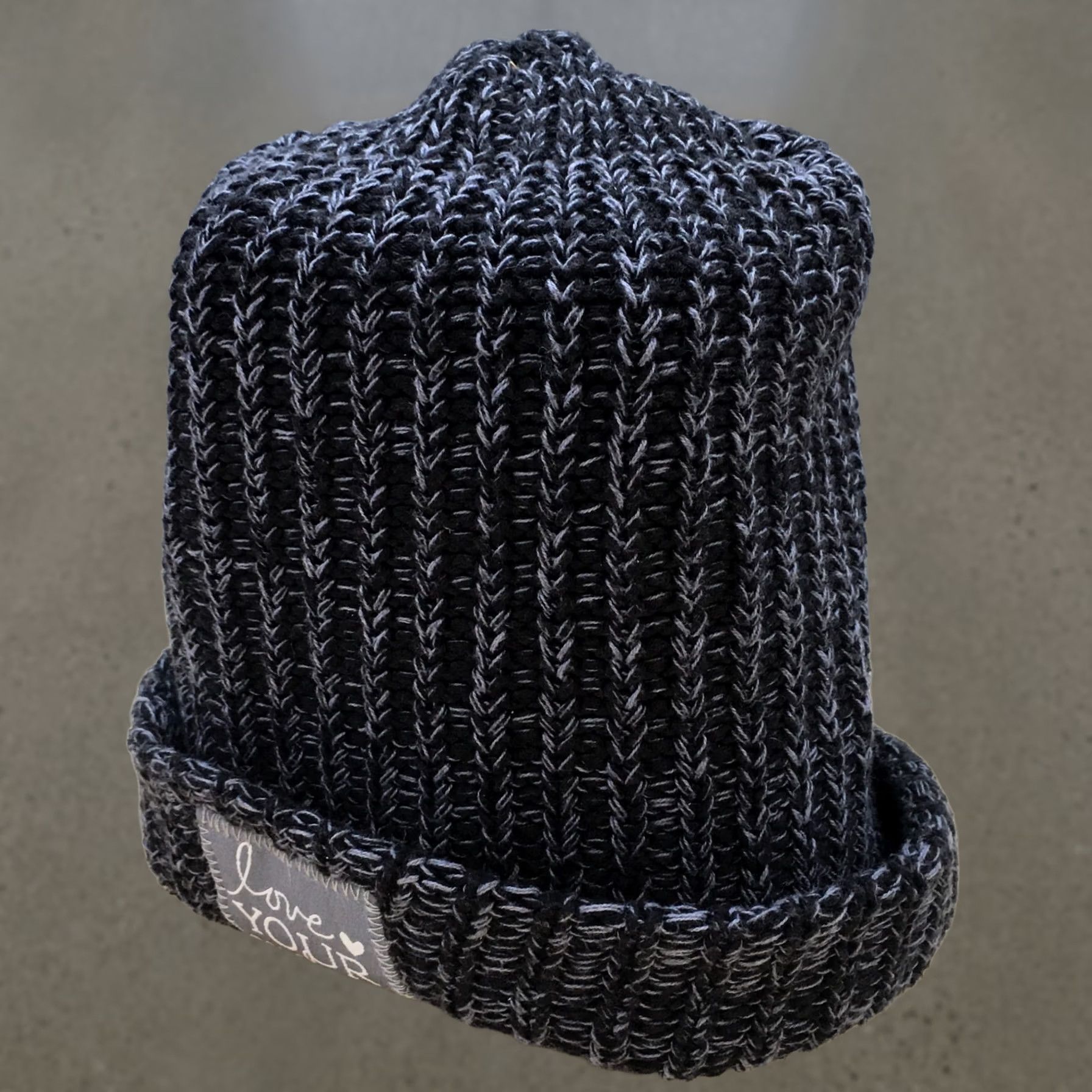 Vintage Love Your Melon Beanie Hat Mens Black One Size Adjustable Knitted Cuffed Winter Hat Size ONE SIZE - 1 Thumbnail