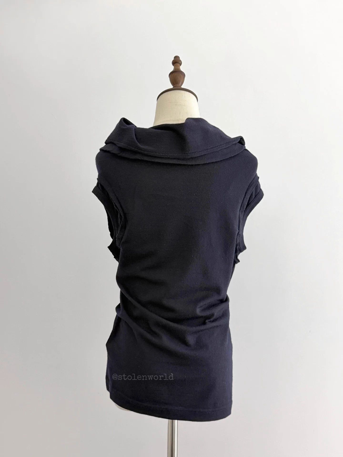 Comme des Garcons CDG Wool Tie Turtleneck Navy Black Top Size M / US 6-8 / IT 42-44 - 4 Thumbnail