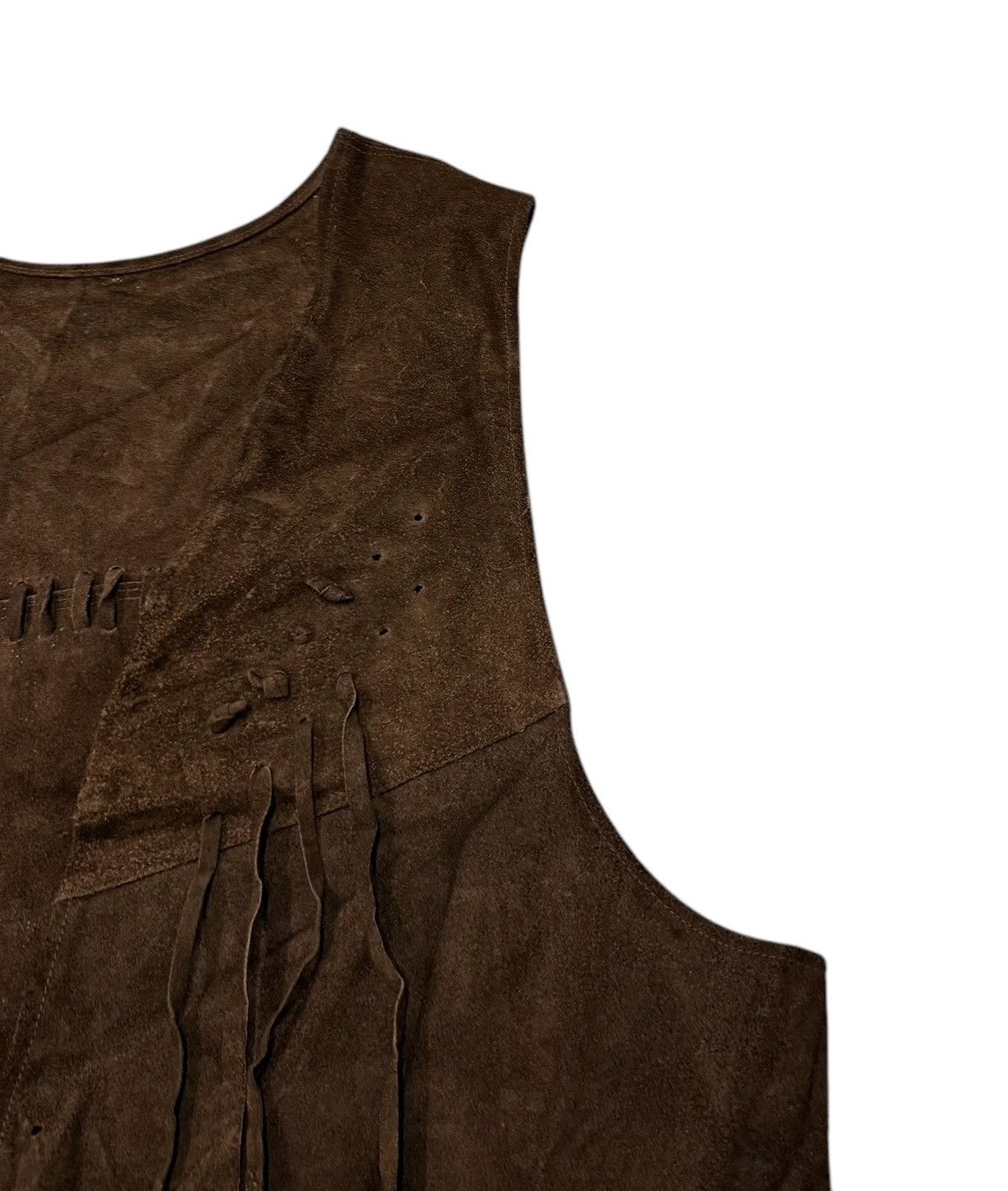 Schott Vintage Cowboy Style Fringes Brown Leather Vest Jacket Size US S / EU 44-46 / 1 - 2 Thumbnail