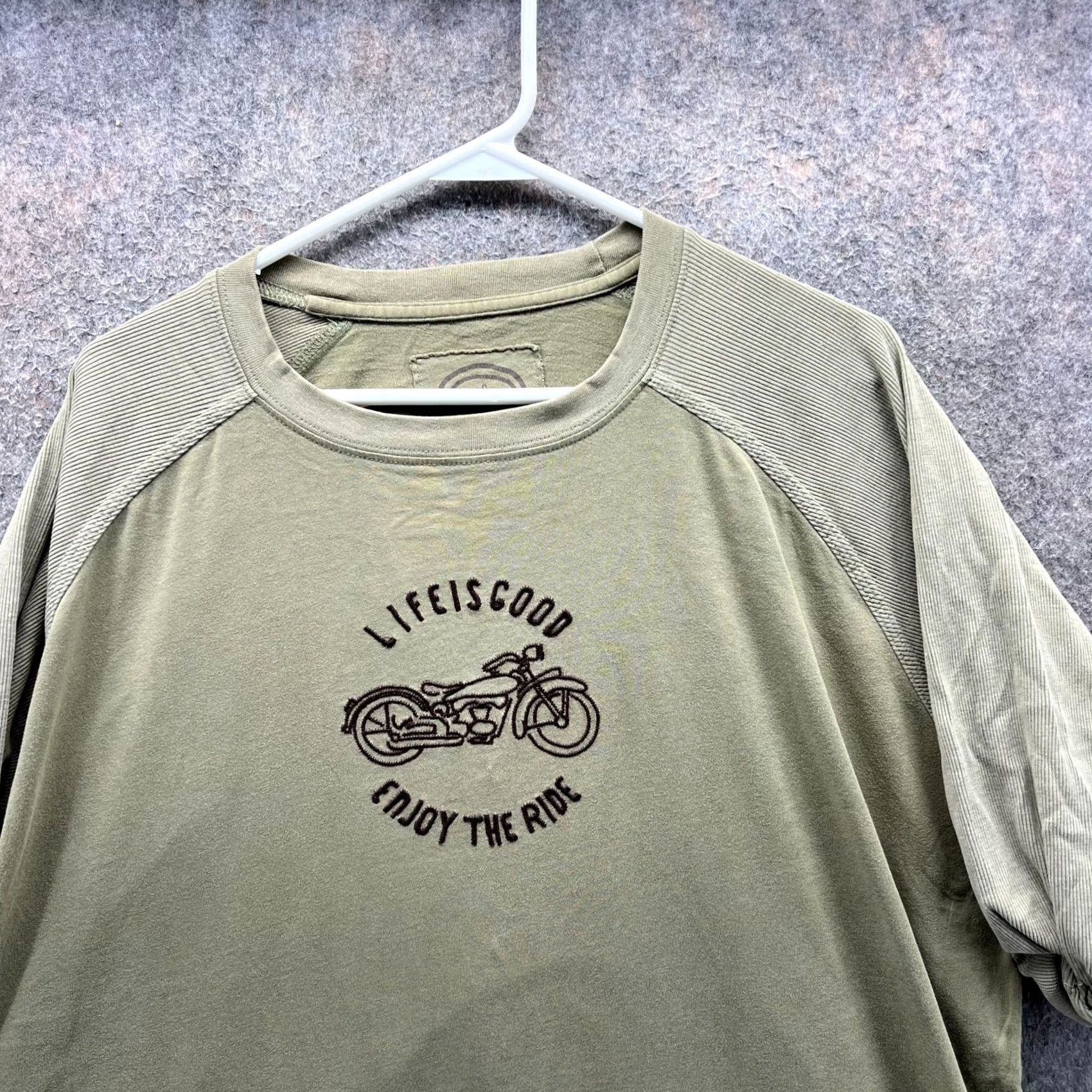 Life is Good Life is Good Shirt Mens XXL Green Olive Motorcycle Enjoy The Ride Crew Neck Short Sleeve Logo 2XL T-Shirt Mens Size US XXL / EU 58 / 5 - 7 Thumbnail