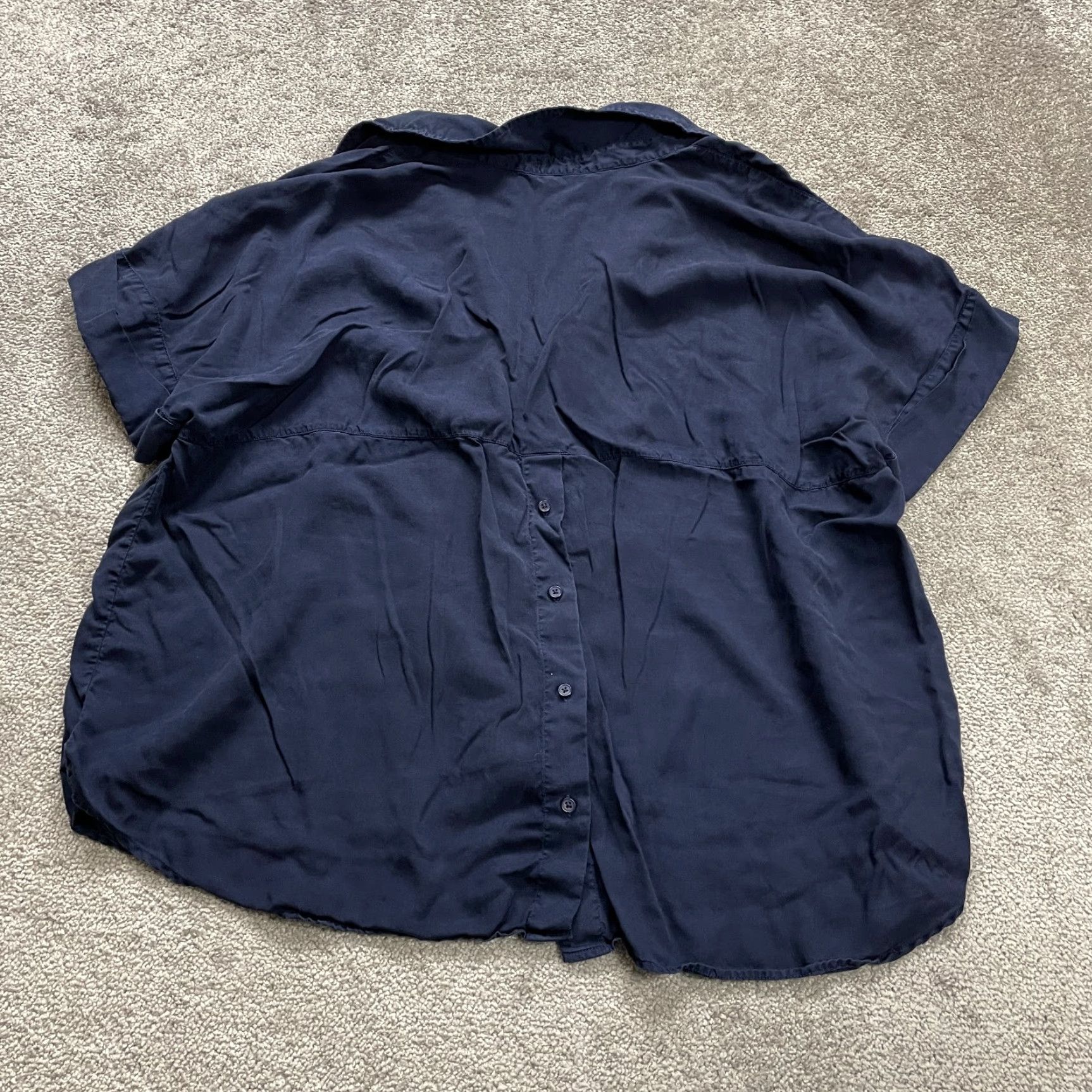Vintage Crown & Ivy Blouse Womens 3XL Navy Blue Short Sleeve V-Neck Shirt Curvy Plus Size Casual Shirt Women's Blouse Size XXL / US 16-18 / IT 52-54 - 2 Thumbnail