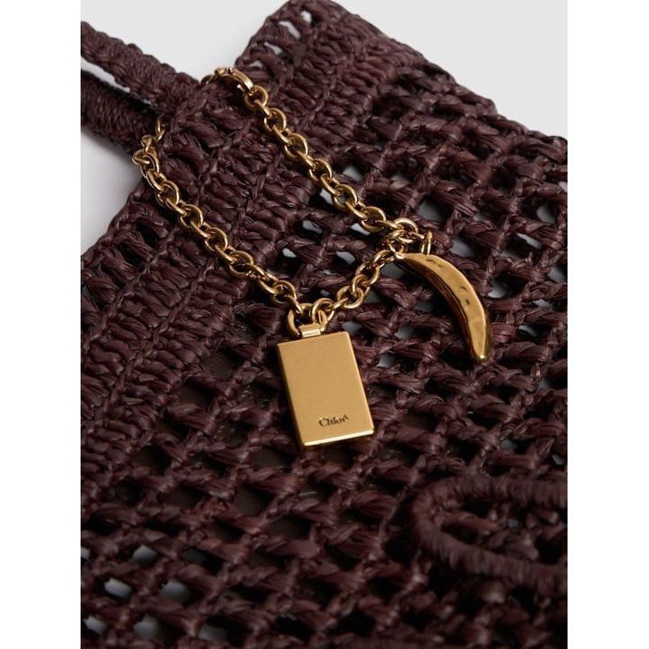 Chloe Chloe Summer Banana Panier Kohl Brown Raffia Shoulder Bag Ne Size ONE SIZE - 3 Thumbnail