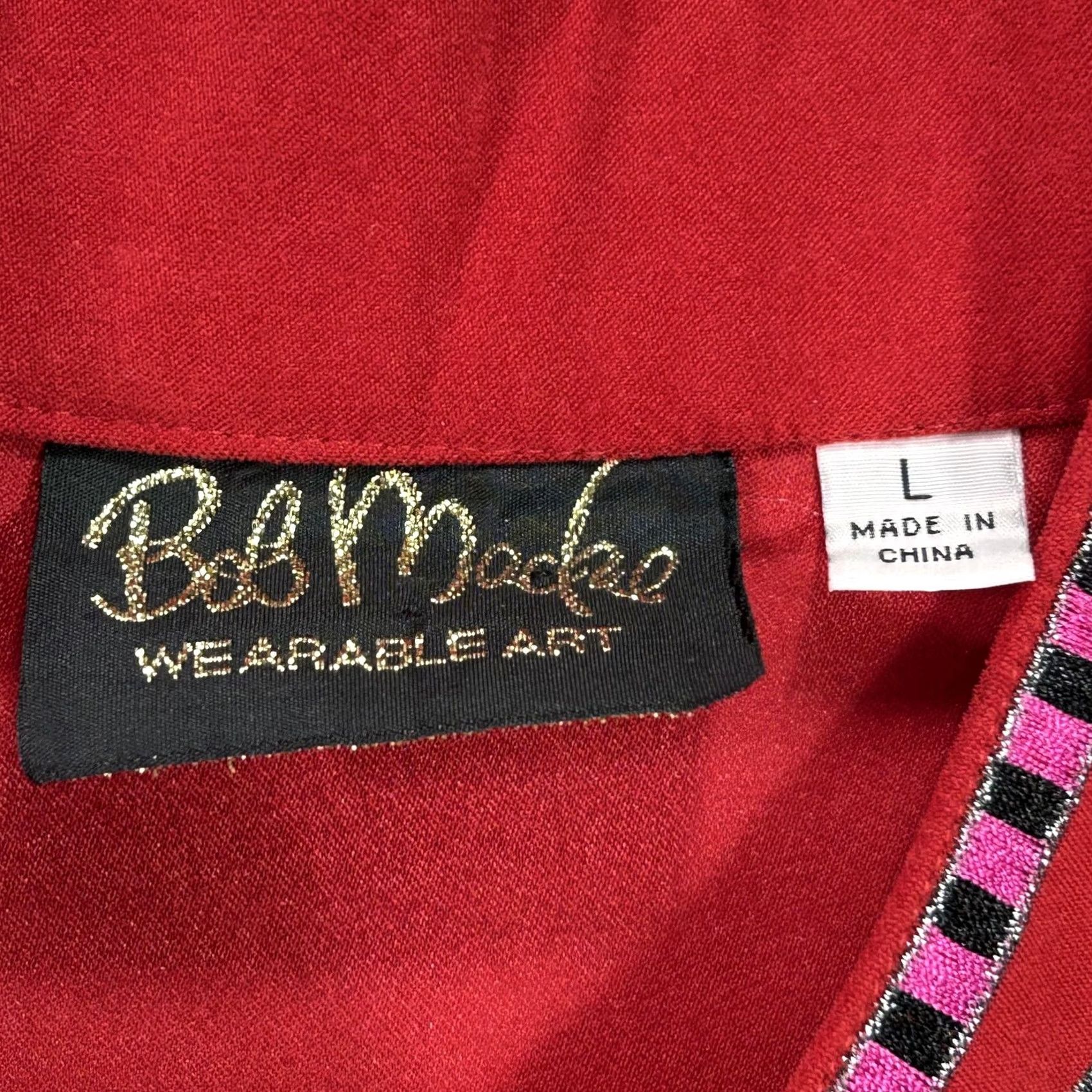 Bob Mackie VINTAGE Bob Mackie Jacket Womens Large Red Embroidered Zip Front Wearable Art Boho Chic Size L / US 10 / IT 46 - 5 Thumbnail