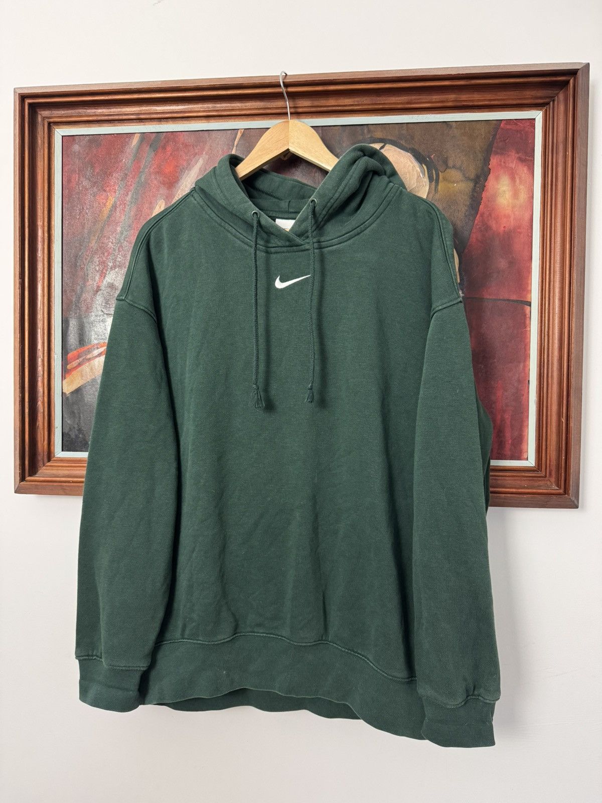 Nike Hoodie Center Swoosh Logo Rare Streetwear Y2k Washed