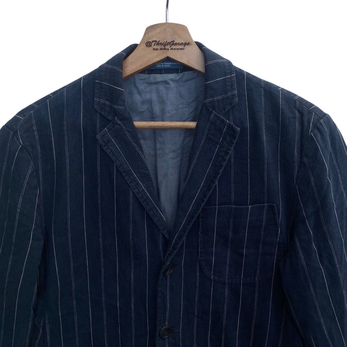 Polo Ralph Lauren × Ralph Lauren × Vintage Vintage POLO RALPH LAUREN Stripes Denim Jacket Naval Tailor Size US M / EU 48-50 / 2 - 2 Thumbnail