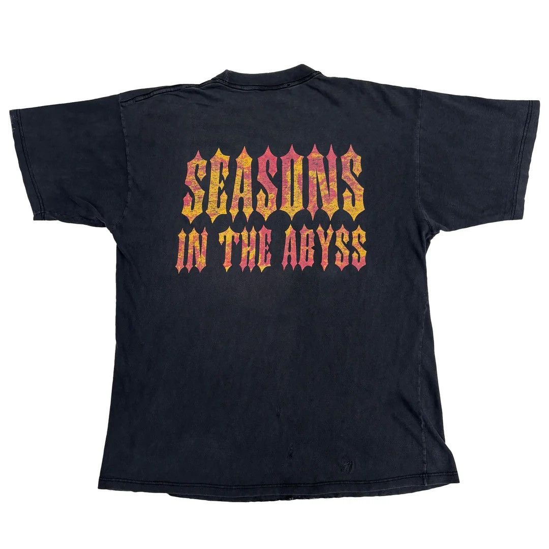 Band Tees Slayer 1990 90s Vintage Seasons Abyss Band Metal T-Shirt Size US XL / EU 56 / 4 - 2 Thumbnail