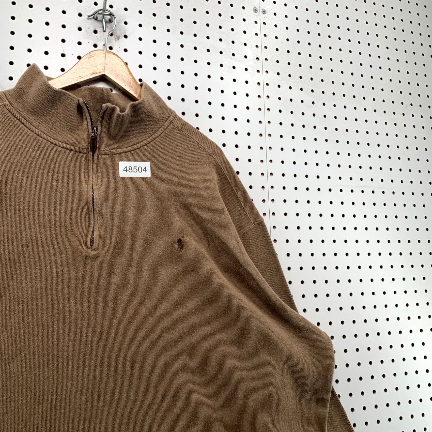 Polo Ralph Lauren Polo Ralph Lauren Sweater Mens 4XLT Brown Cotton Quarter Zip Pullover 00s Size US XXL / EU 58 / 5 - 5 Thumbnail