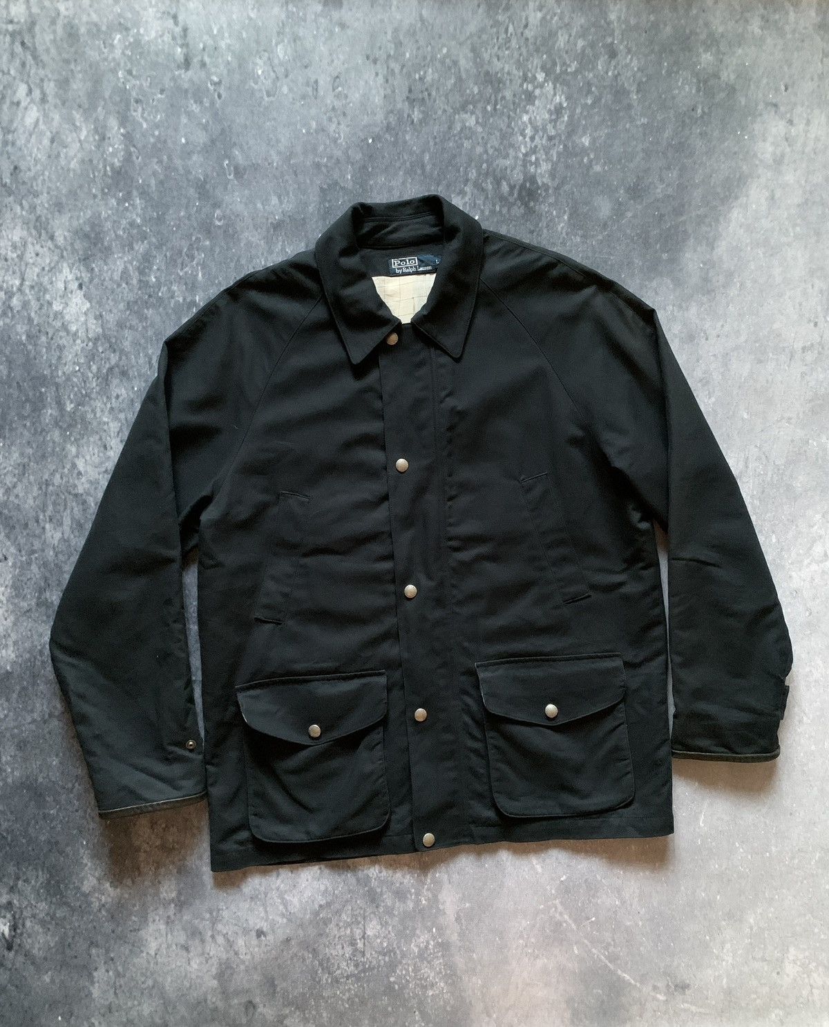 Pre-owned Polo Ralph Lauren Vintage T Coat Jacket Black Mens 90's (size Large)