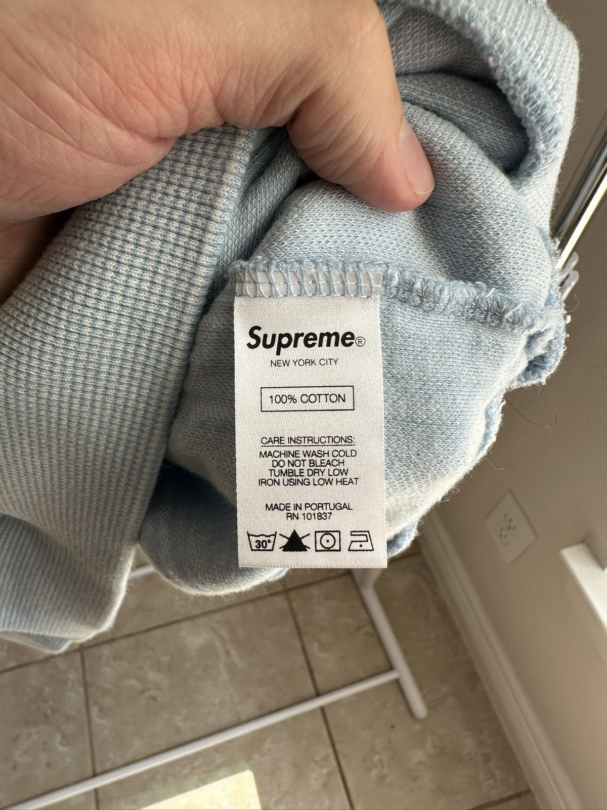Supreme Textured Stripe Crewneck Sweater Blue Size US M / EU 48-50 / 2 - 5 Thumbnail