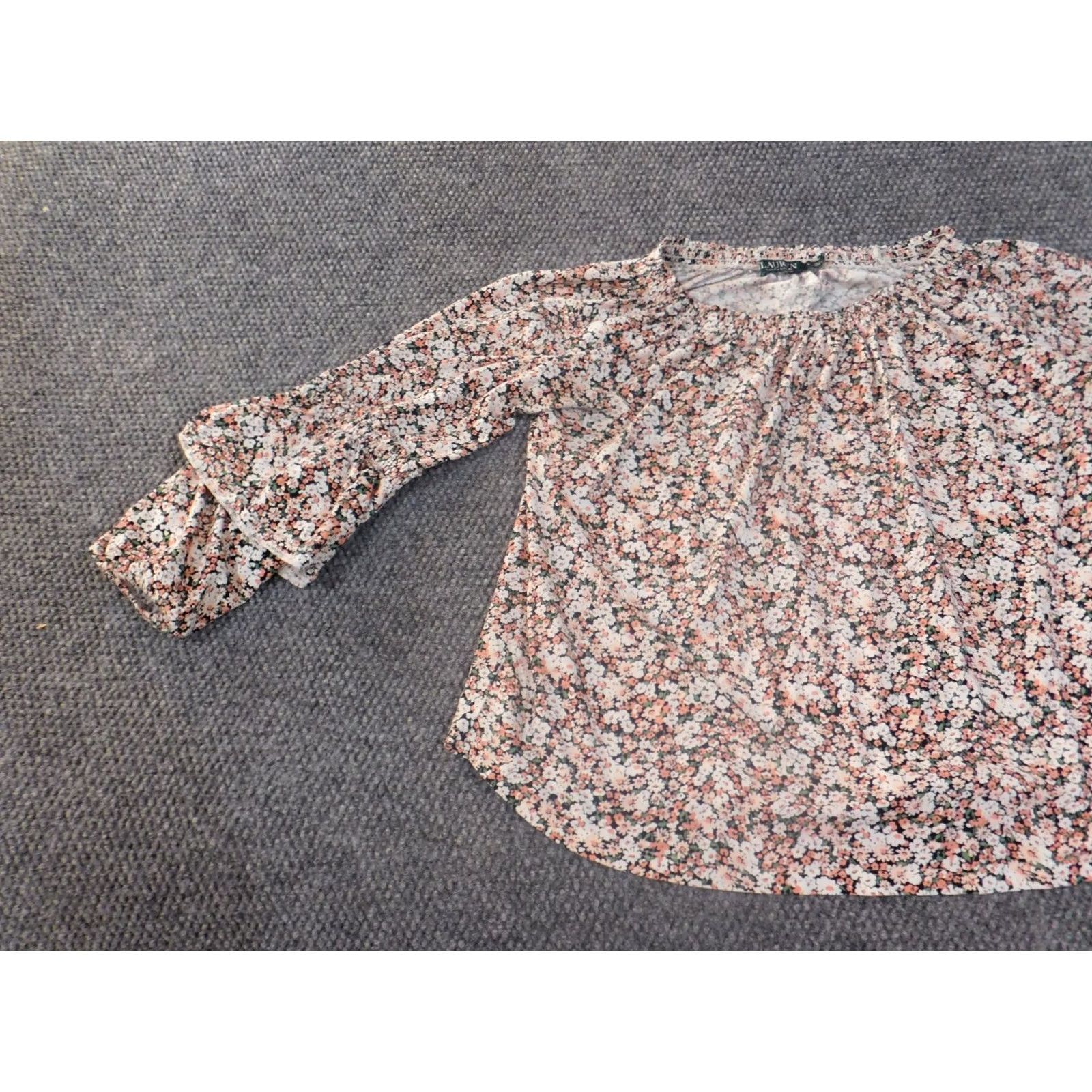 Ralph Lauren Lauren Ralph Lauren Blouse Shirt Women L Pink Floral Knit Cotton Bell Sleeve Crew Neck Zipper All Seasons Size L / US 10 / IT 46 - 3 Thumbnail