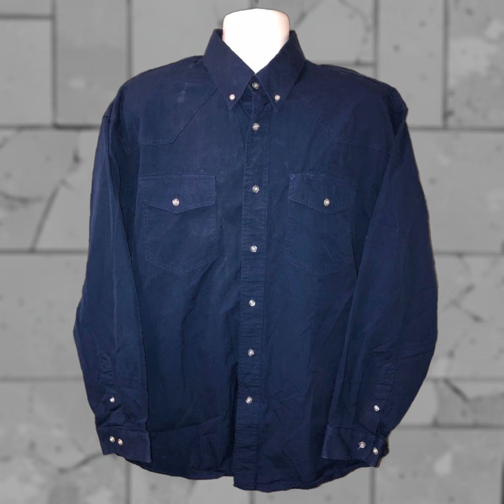 Vintage Wyoming Traders Mens Long Sleeve Button-Front Shirt XL Blue Casual Western Fashion Size US XL / EU 56 / 4 - 1 Thumbnail