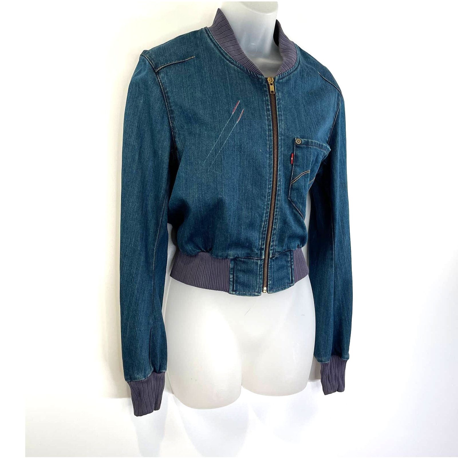 Levi's × Vintage Levi's Red Collection Bomber Denim Jacket Cropped Vintage Size M / US 6-8 / IT 42-44 - 2 Thumbnail