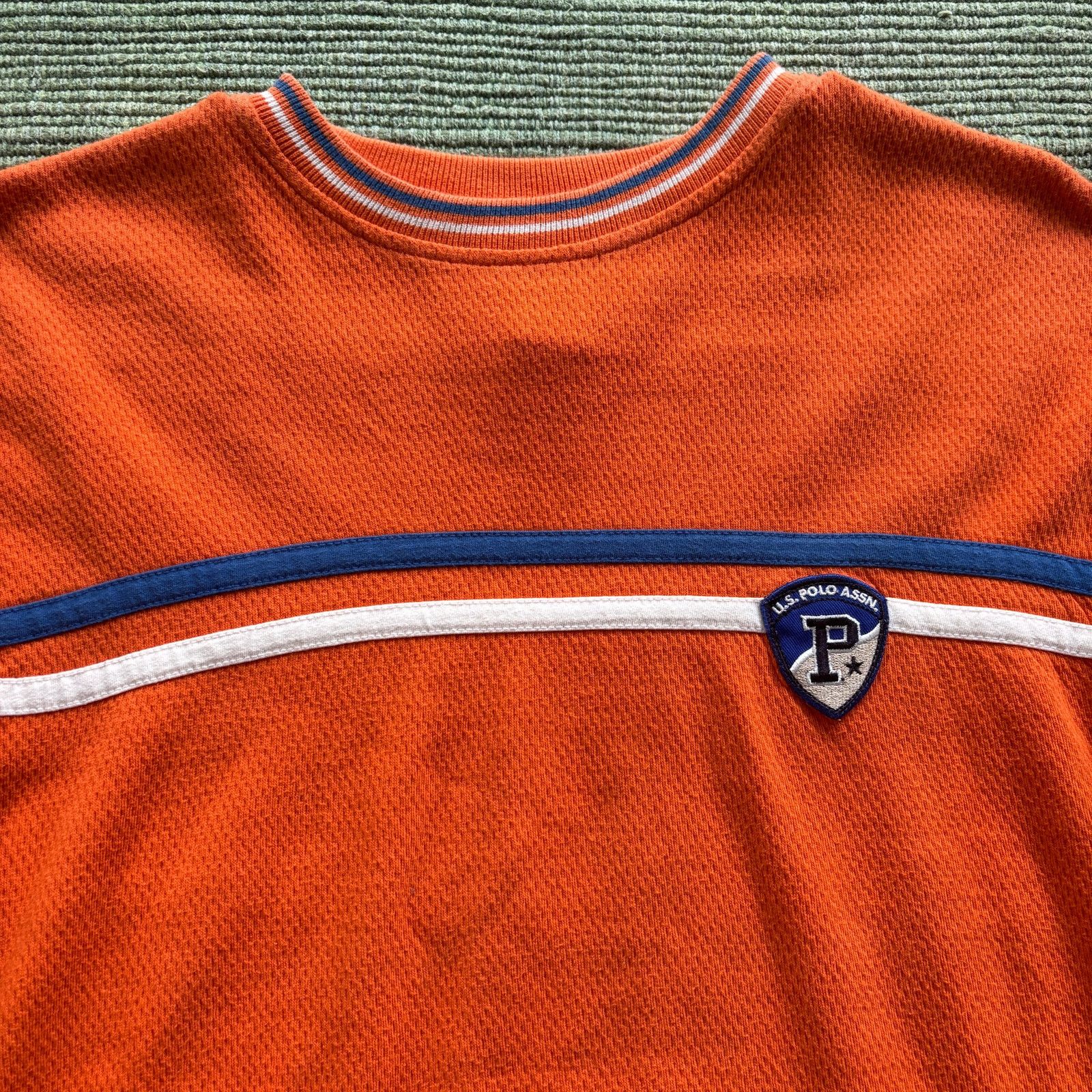 U.S. Polo Assn. × Vintage Vintage Y2K Orange Cotton Mesh US Polo Assn Tee Shirt Sz L Size US L / EU 52-54 / 3 - 2 Thumbnail