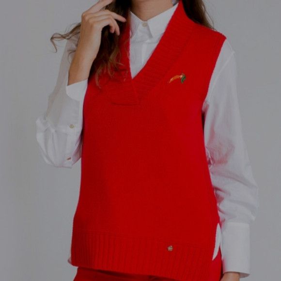 Other Marc Cain Red Spicy Pepper Sleeveless Pullover Wool Vest - M Size M / US 6-8 / IT 42-44 - 1 Thumbnail