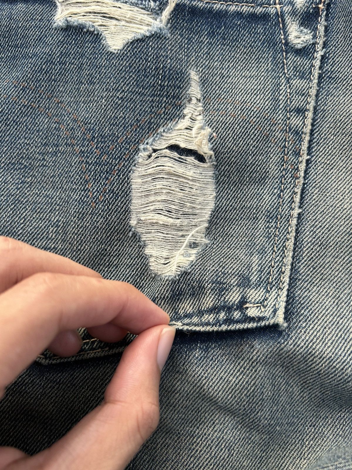 Kapital Thrashed Vintage Levis Big E Selvedge Distressed Denim jeans Size US 32 / EU 48 - 16 Thumbnail