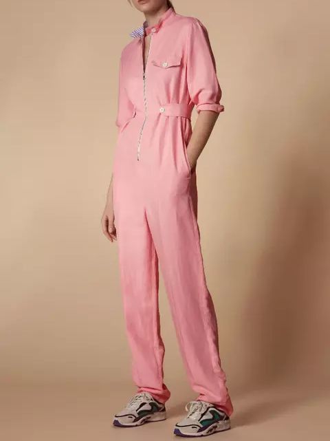 Sandro Straight-leg Twill Jumpsuit Pink Size EU 36