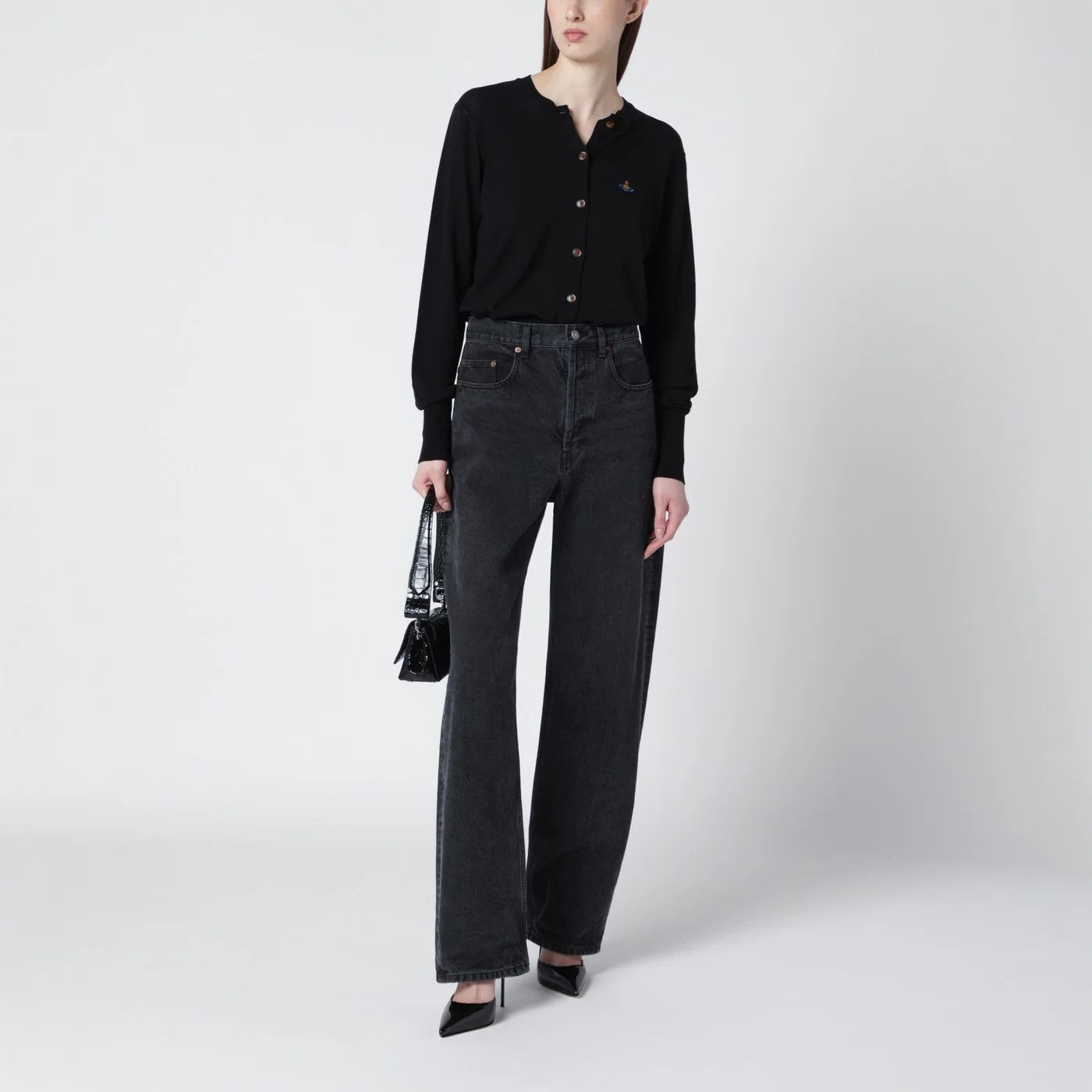 Vivienne Westwood o1d2blof0526 Cotton Cardigan in Black Size M / US 6-8 / IT 42-44 - 2 Thumbnail
