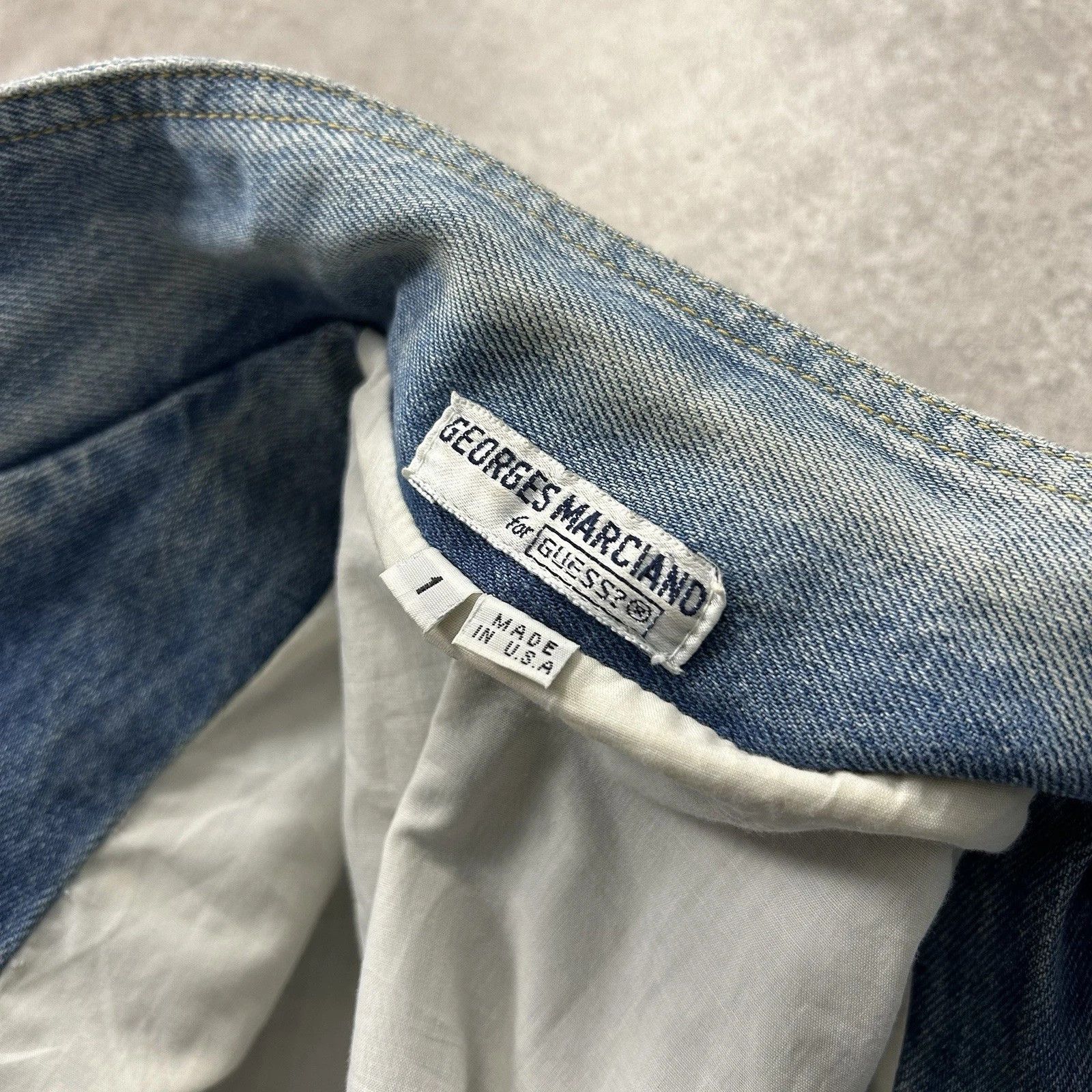 Guess × Vintage RARE GEORGES MARCIANO DENIM JACKET COAT SIZE 1 fits men's Size US S / EU 44-46 / 1 - 7 Thumbnail