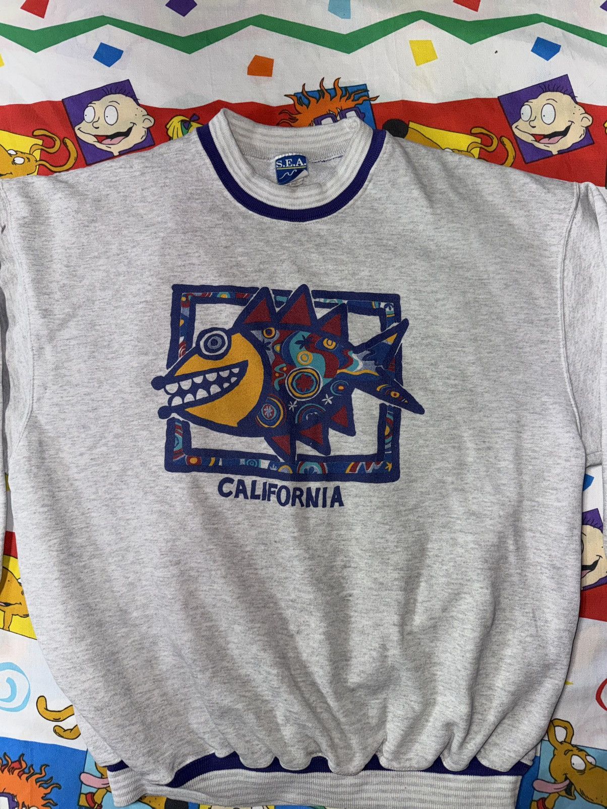 Other Vintage 90s California Stripped Collar Crewneck Sweatshirt Size US XL / EU 56 / 4 - 2 Thumbnail