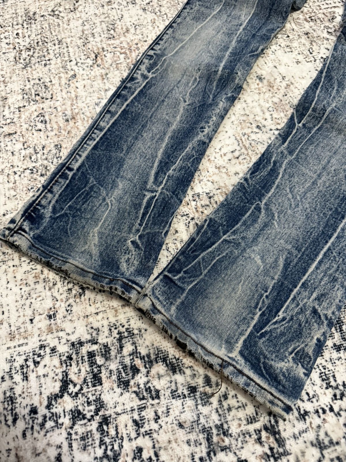 If Six Was Nine Diesel Black Gold Double Waist Whiskers Stack Flared Jeans Size US 29 - 17 Thumbnail