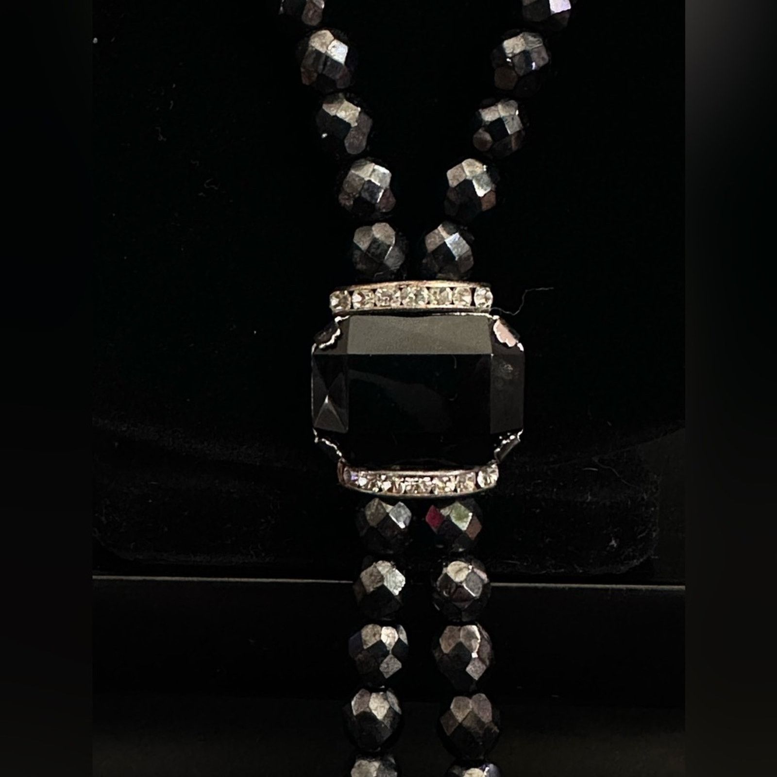 Other Vintage Black Hematite Onyx And CZ Lariat Necklace Size ONE SIZE - 3 Thumbnail