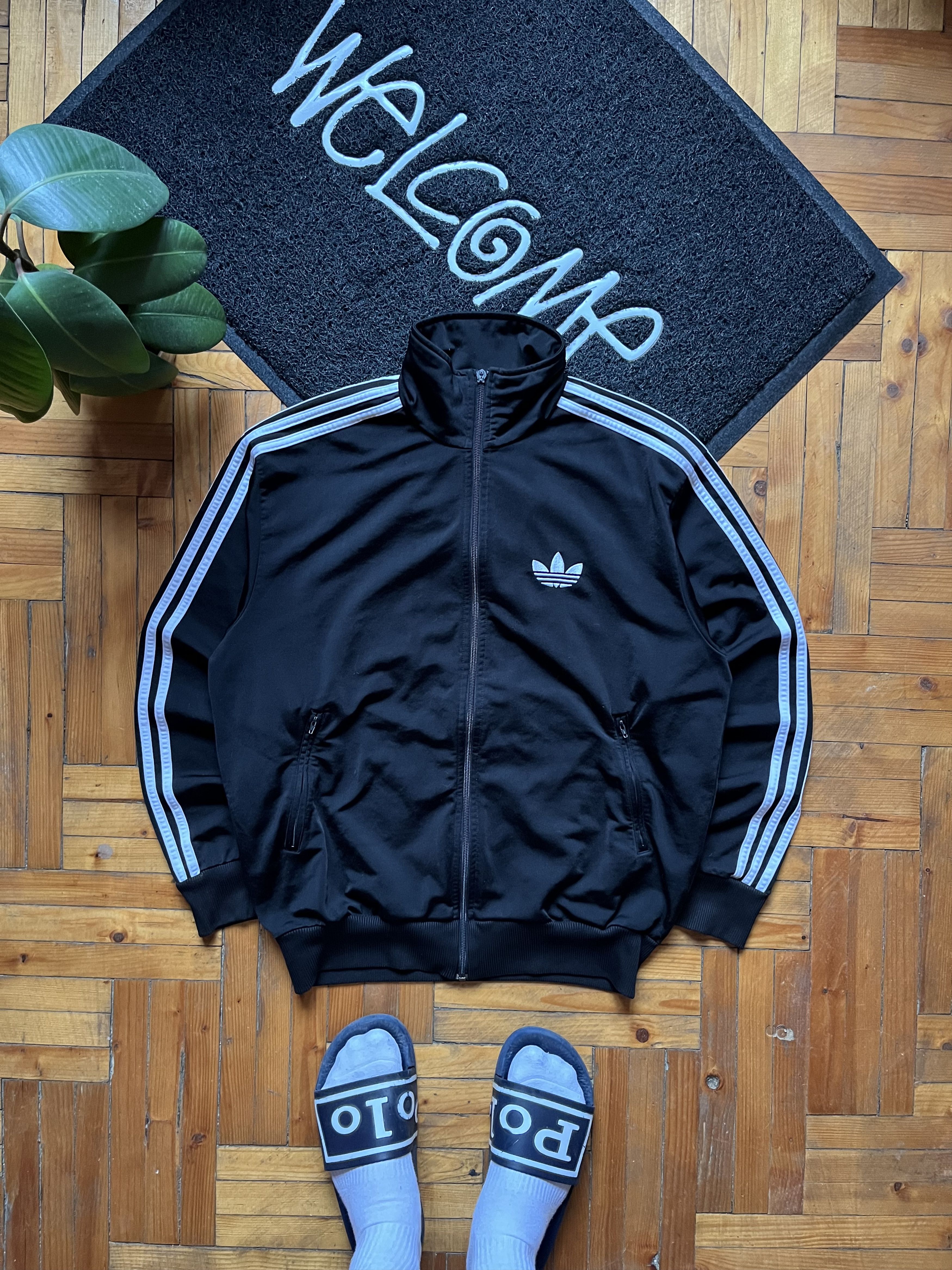 Adidas Vintage Adidas Firebird Zip Track Jacket Black White Stripes Size US M / EU 48-50 / 2 - 1 Thumbnail