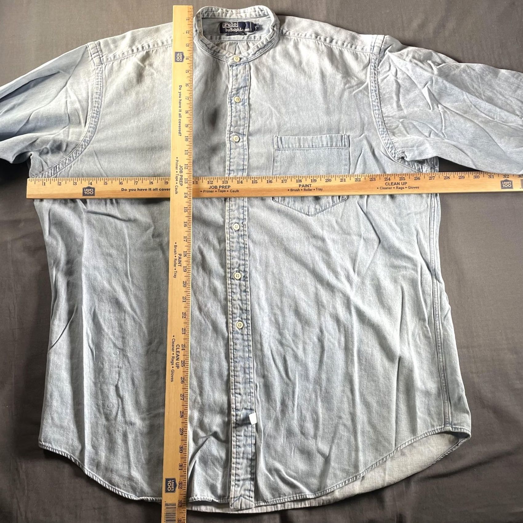 Polo Ralph Lauren Polo Ralph Lauren Shirt Mens XL Blue Denim Band Collar Long Sleeve Button Up Size US XL / EU 56 / 4 - 5 Thumbnail